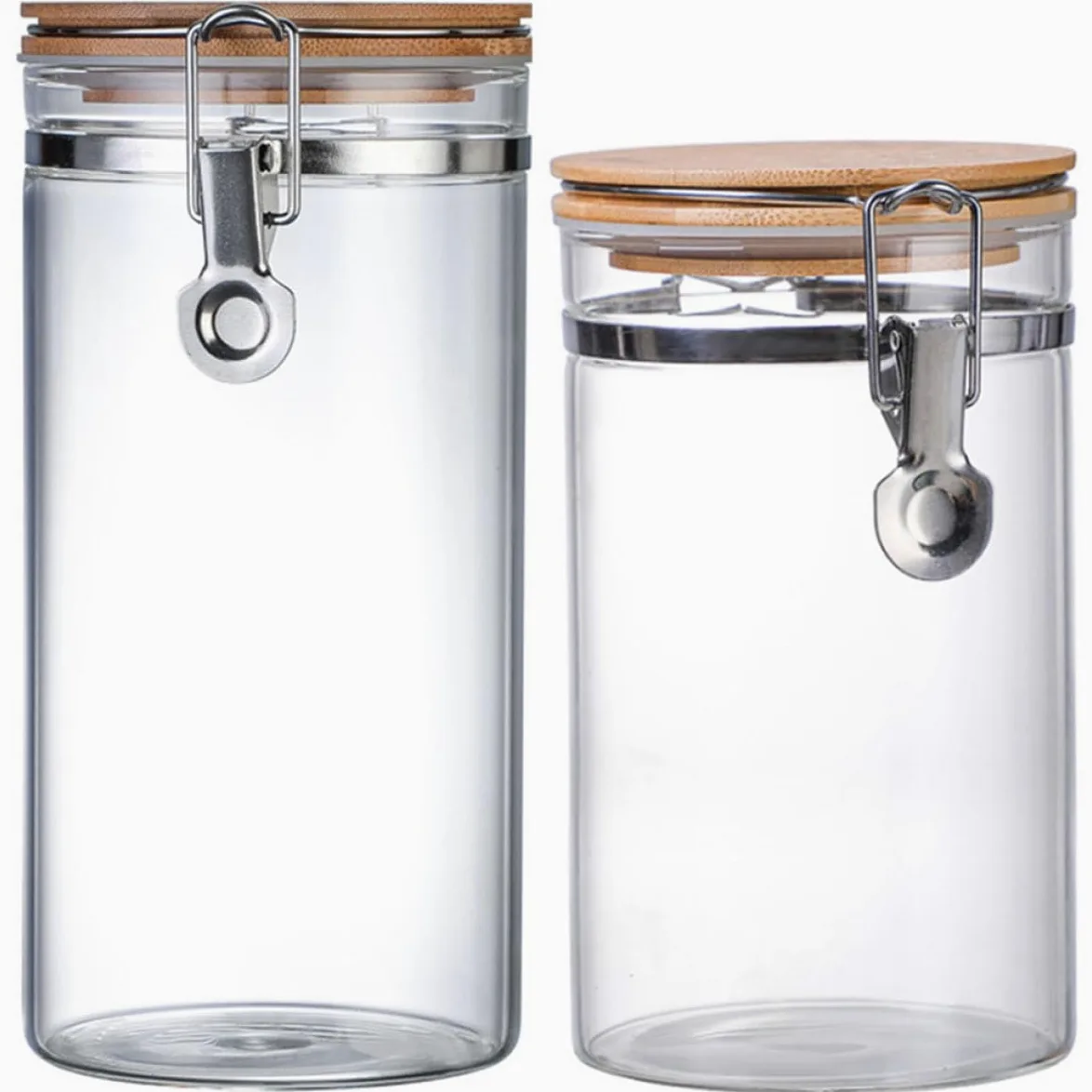 2 Frascos Herméticos de Cocina de Vidrio Cierre de Acero Inoxidable 1280 Ml y 1140 Ml Recipientes para Almacenar Alimentos Secos como Arroz Harina y Frutos Secos Ideales para