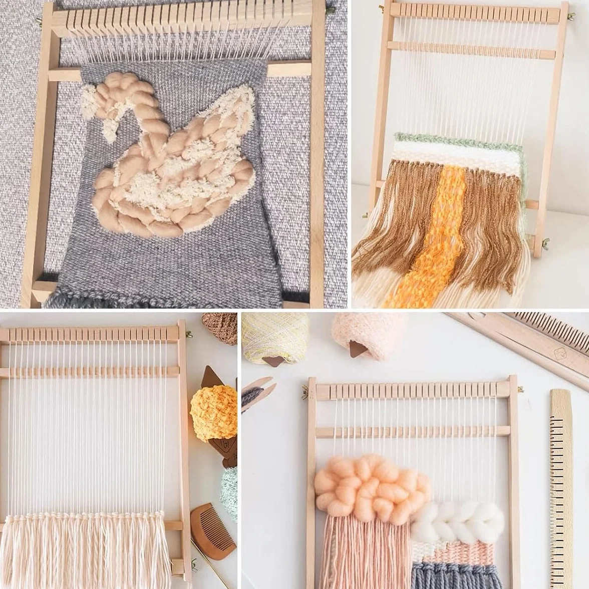 Kit de Telar de Madera para múltiples Manualidades, telares de Tapiz de Madera, Arte Creativo de Tejido para Principiantes y Expertos