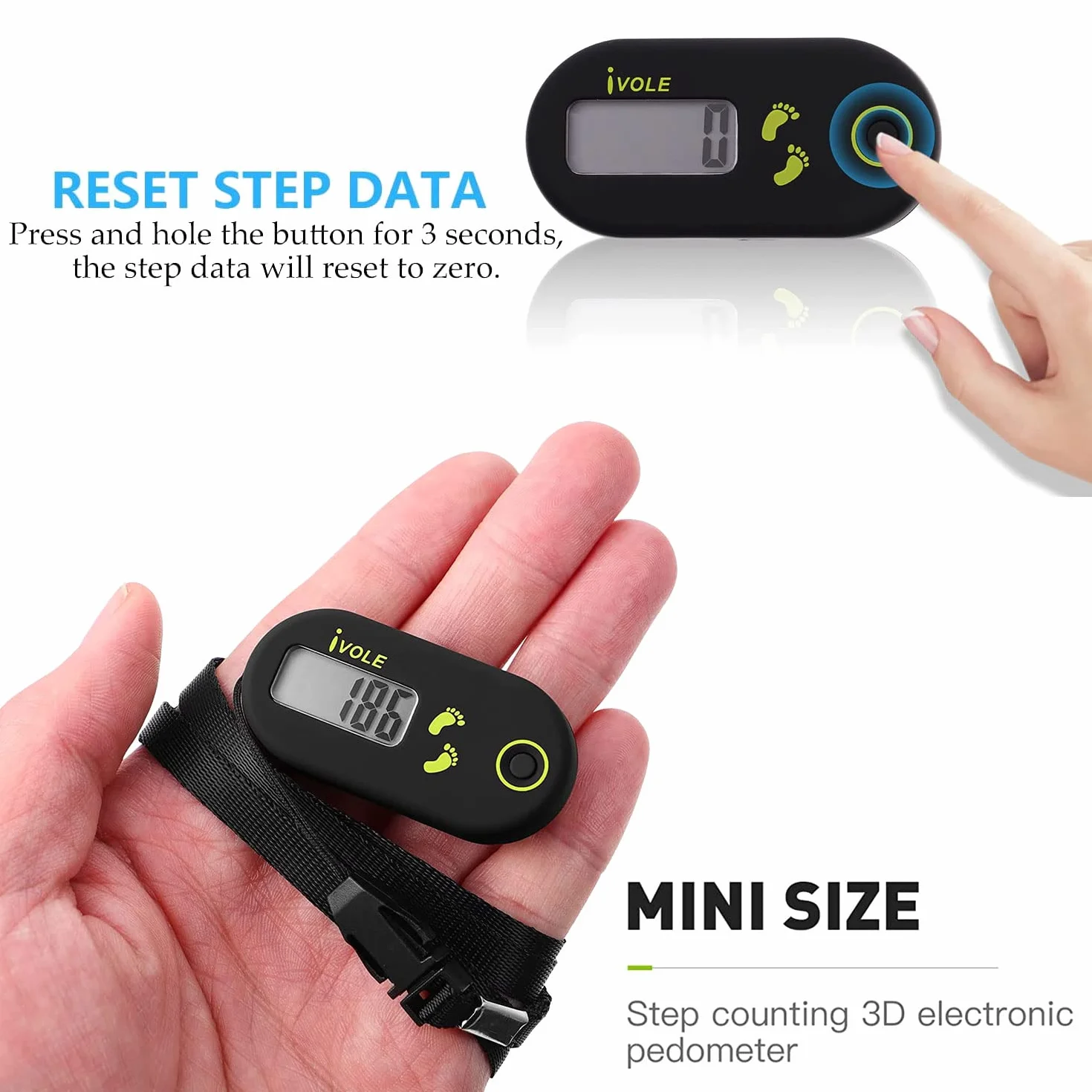Podómetro Electrónico 3D Mini para Caminar, Contador de Pasos para Fitness, Niños, Hombres, Mujeres, Ancianos