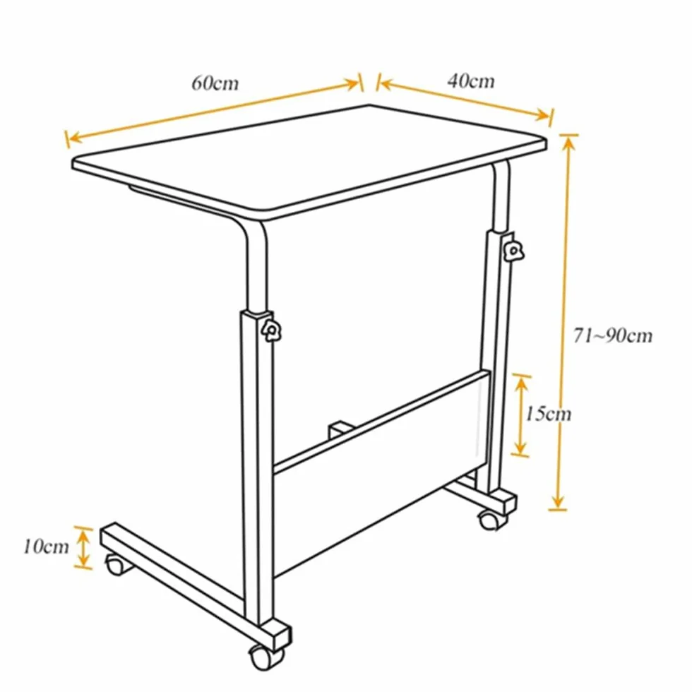 Mesa portatil Ordenador Escritorio con Ruedas 60x40cm Ajustable Altura (Arce Blanco)