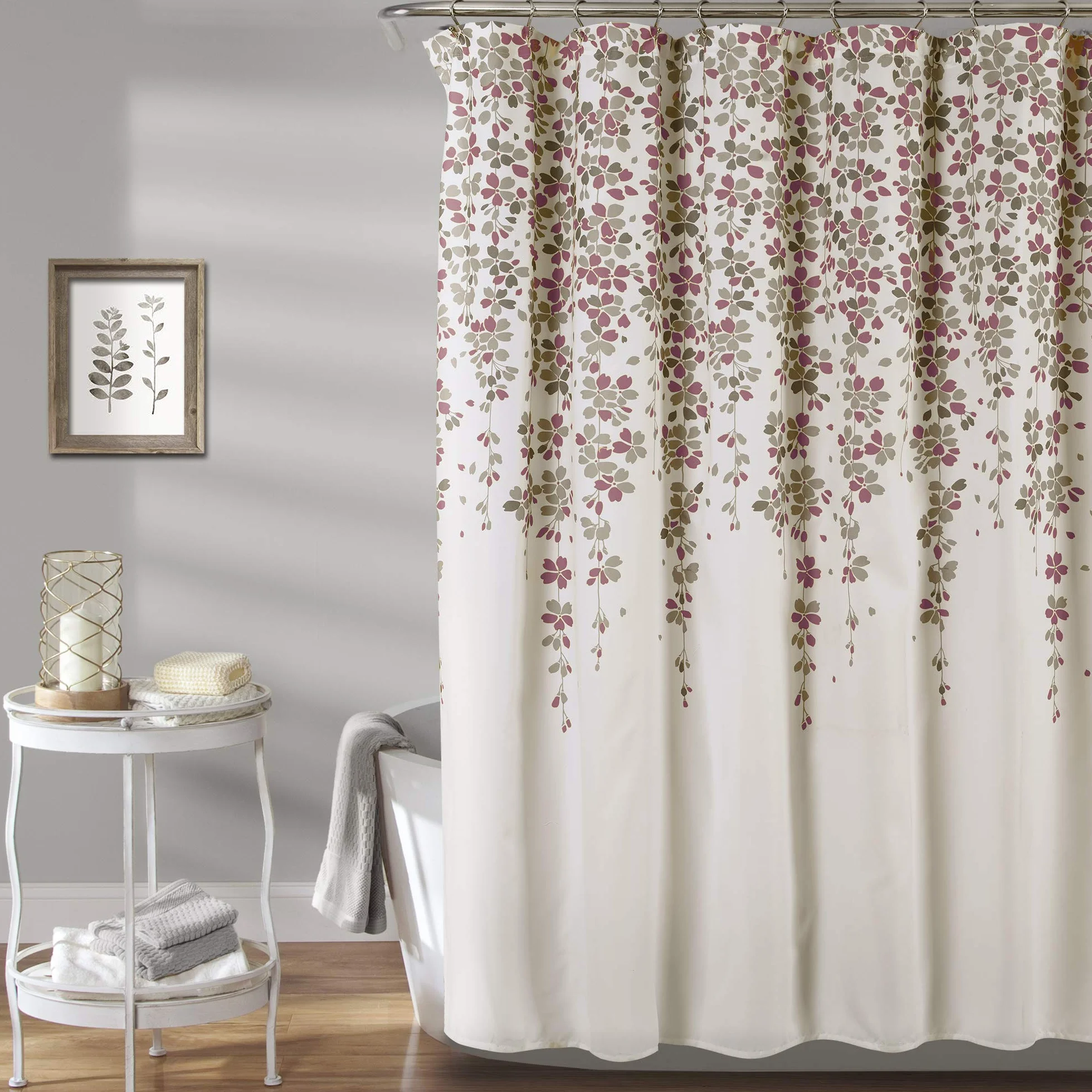 Lush Decor - Cortina de Ducha con diseño de Flores Llorando (72 Pulgadas), Color Morado y Gris, 182.88 cm