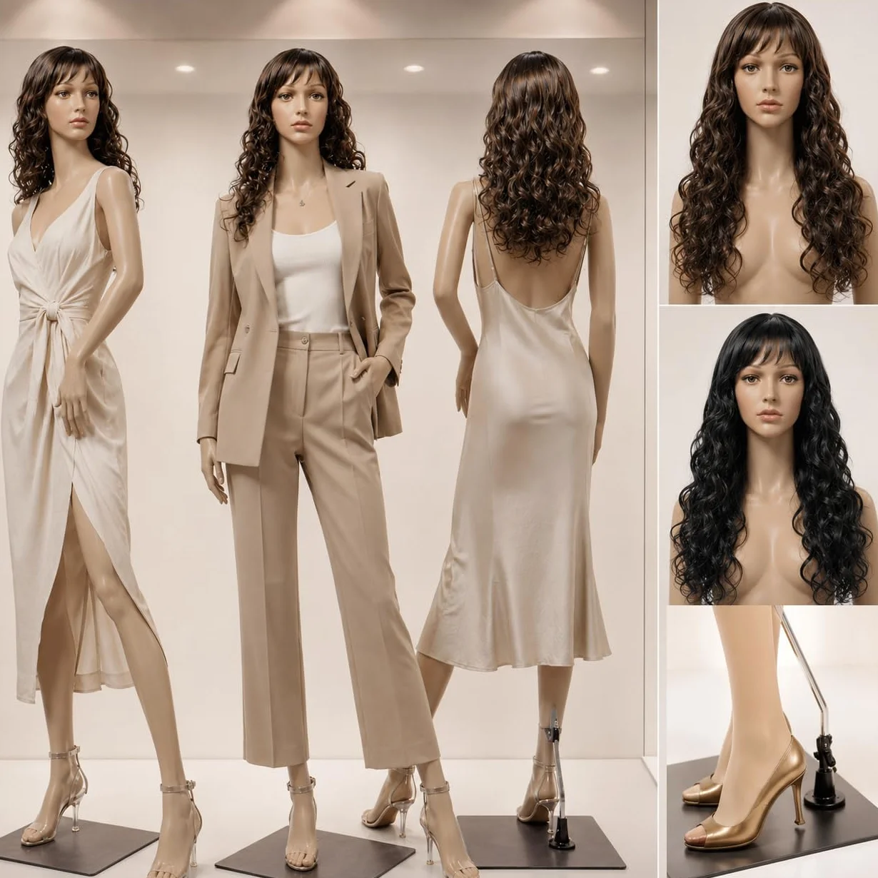 eurohan pantalla SF de 4 Maniquí con Incluye 2 pelucas femenina schauf enterf igur Maniquí Cabeza y brazos móviles