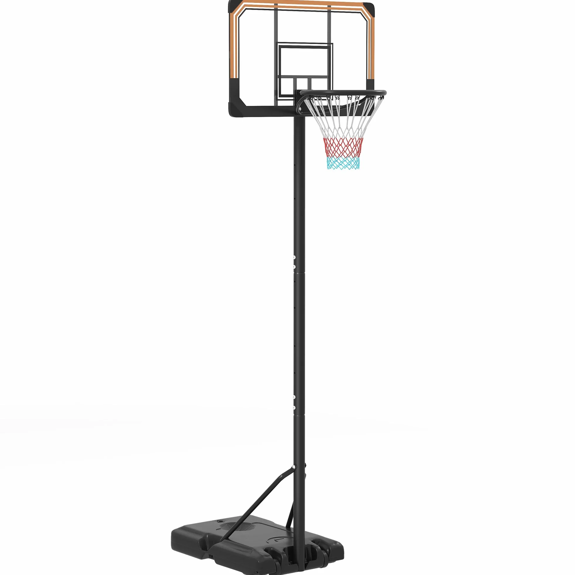 SPORTNOW Canasta de Baloncesto Exterior Altura Ajustable 182-213 cm Aro con Soporte Ruedas Base Rellenable Negro