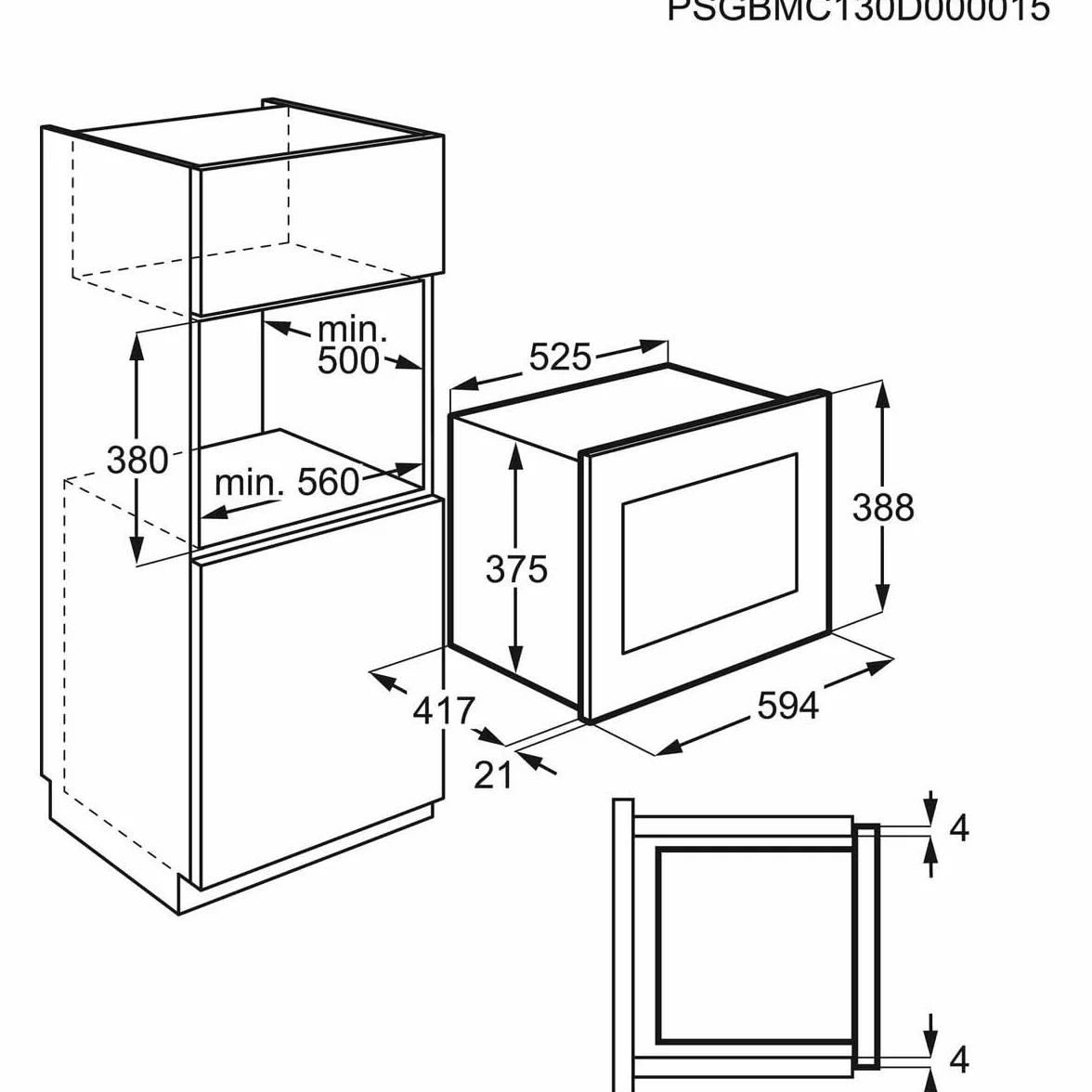 AEG MBE2657SEB Horno Microondas Integrable, 900 W, Capacidad 26 L, Display LCD, Luz interior, Apertura Electrónica, Programa Descongelar, Color Negro