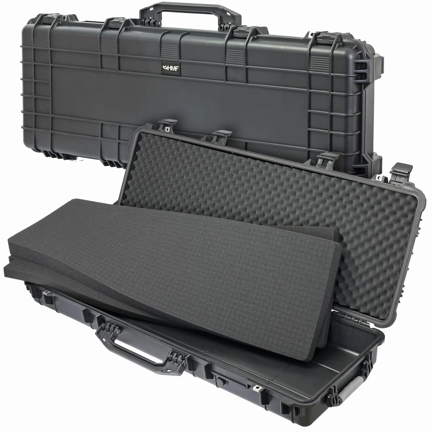 Maletín para Armas largas HMF Outdoor ODK200, Estuche Rifle Impermeable IP67 113x41x15.5 cm Negro