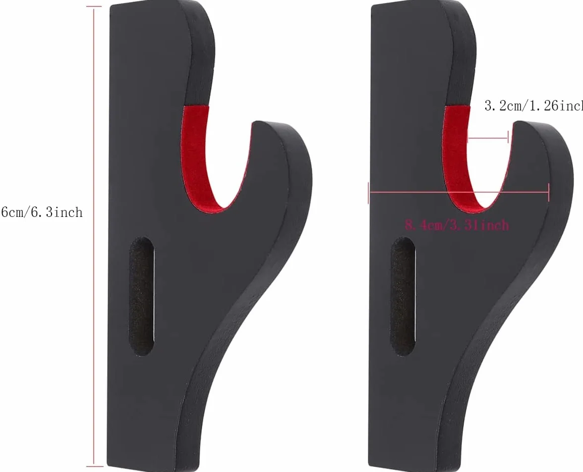 Katana Soporte de pared, 1 par de soportes de gancho ajustables acolchados de terciopelo