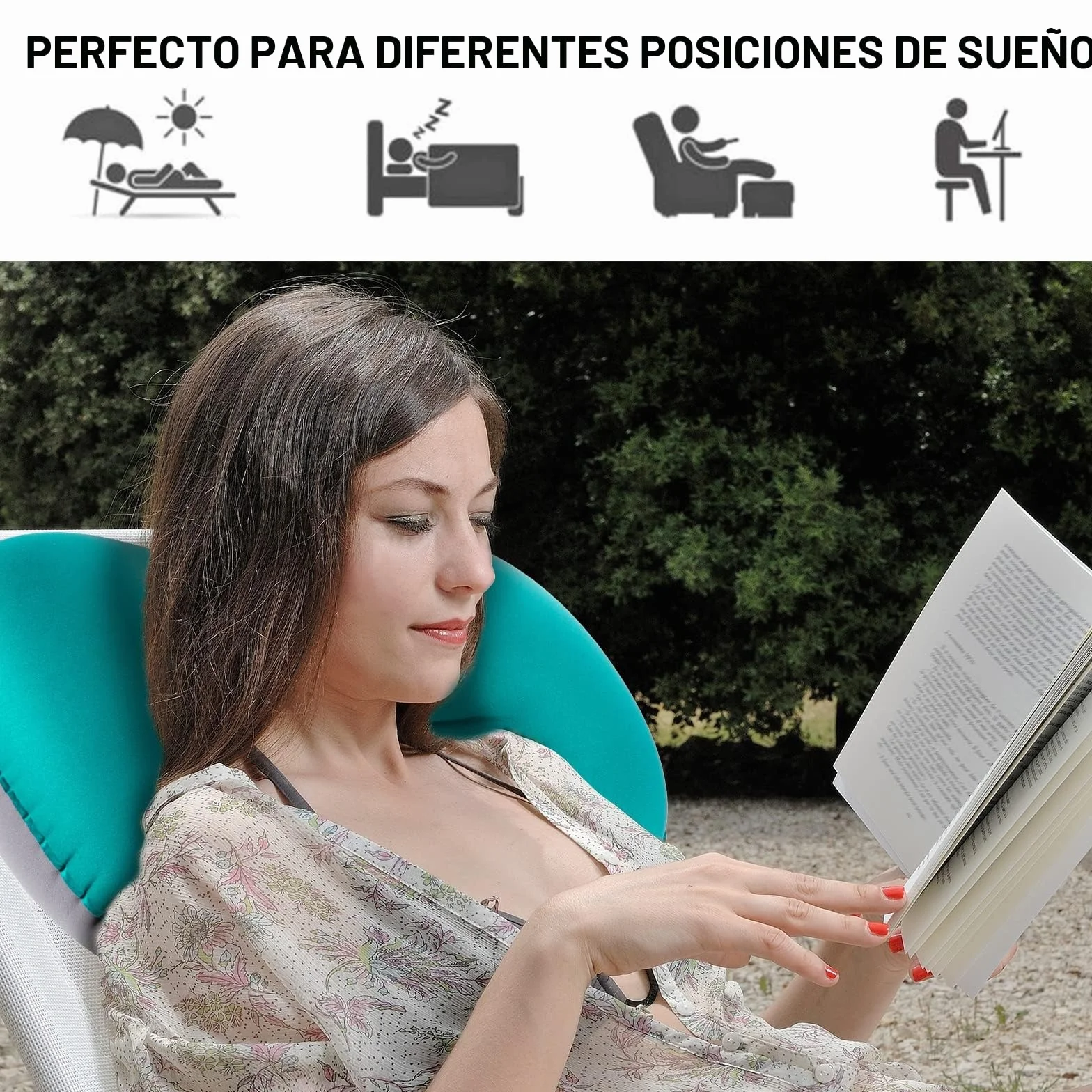 Eono Almohada de Playa Hinchable, Almohada Inflable Camping, Ultraligero Cojín de Viaje - 1 Pieza