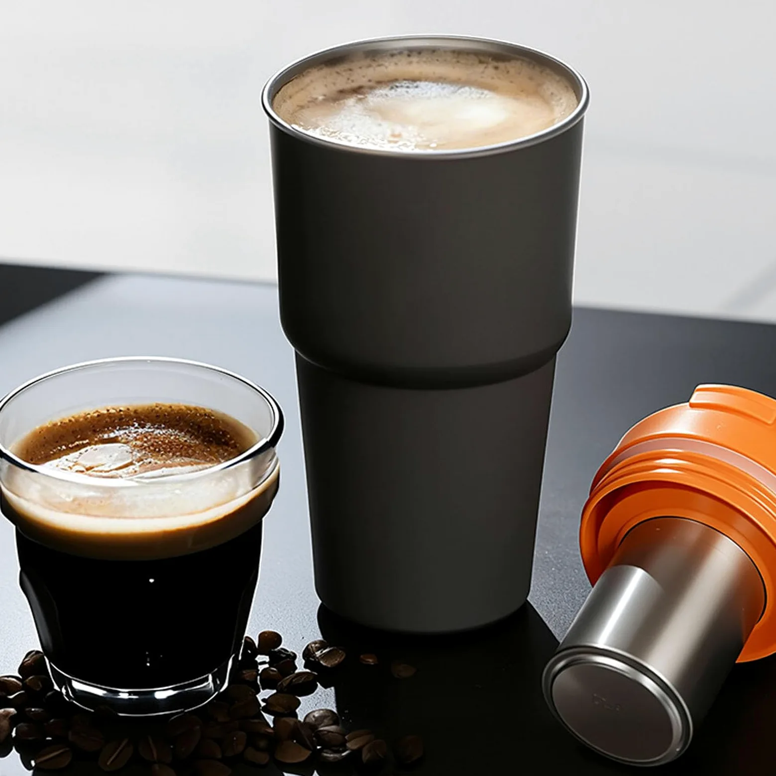 GLOGLOW Portátil, Tazas y Tazas Taza de café Eléctrica, Taza de café Recargable por USB de 600 Ml con Diseño Aislado, para Viajes, Camping, Coche, Oficina, Portátil, Acero Inoxidable 304