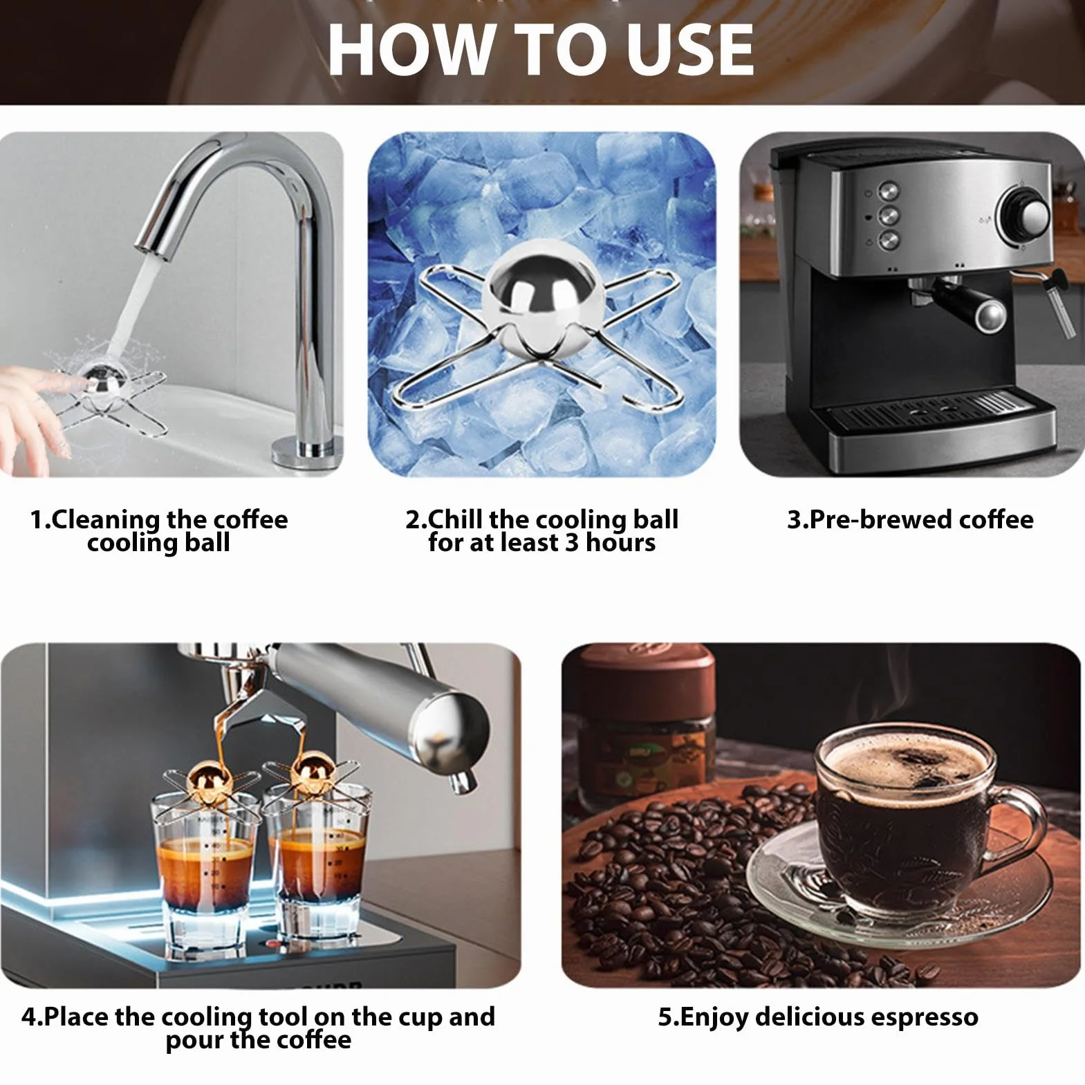 Bola Enfriadora De Café - Bola Enfriadora De Café Reutilizable De Acero Inoxidable, Esfera De Enfriamiento Duradera | Bola Congelada De Metal Para Espresso, Bola De Café Helado, Herramienta De Café