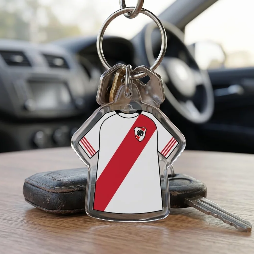 Llavero de River Plate de acrílico transparente doble cara con anilla metálica