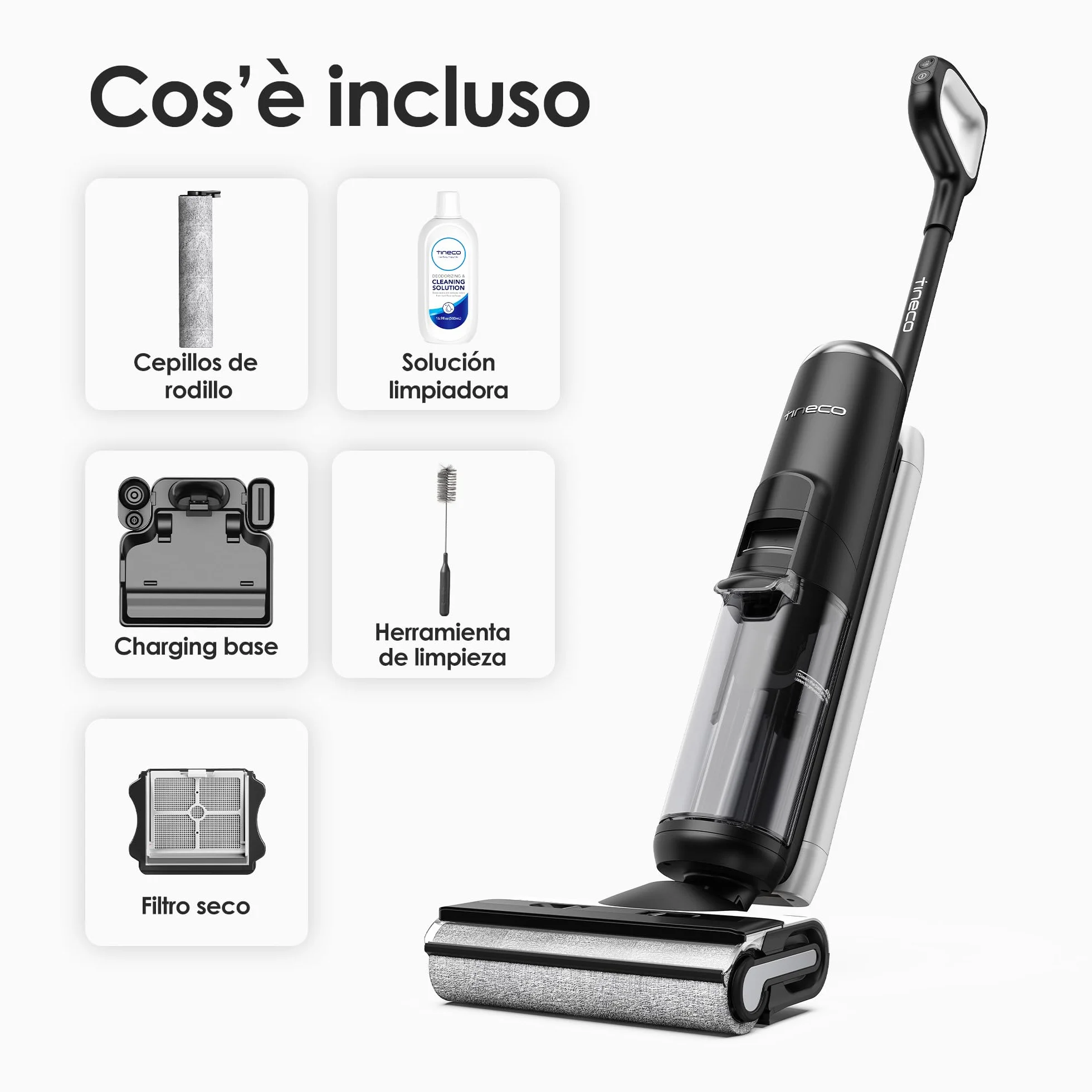Tineco Floor One S6 – Lavadora de Pisos Inalámbrica Todo en Uno, Limpieza de Bordes de Doble Cara, Tiempo de Funcionamiento Largo, Ideal para Suciedad Pegajosa/Pelo de Mascotas, Autolimpieza