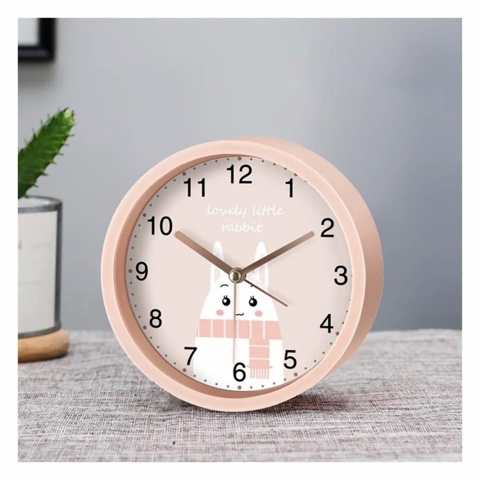 Despertador, Despertador con botón de silencio dibujos animados for estudiantes, talismán for levantarse, mesita noche, escritorio, niñas y niños, reloj electrónico pequeño especial(Square pink)