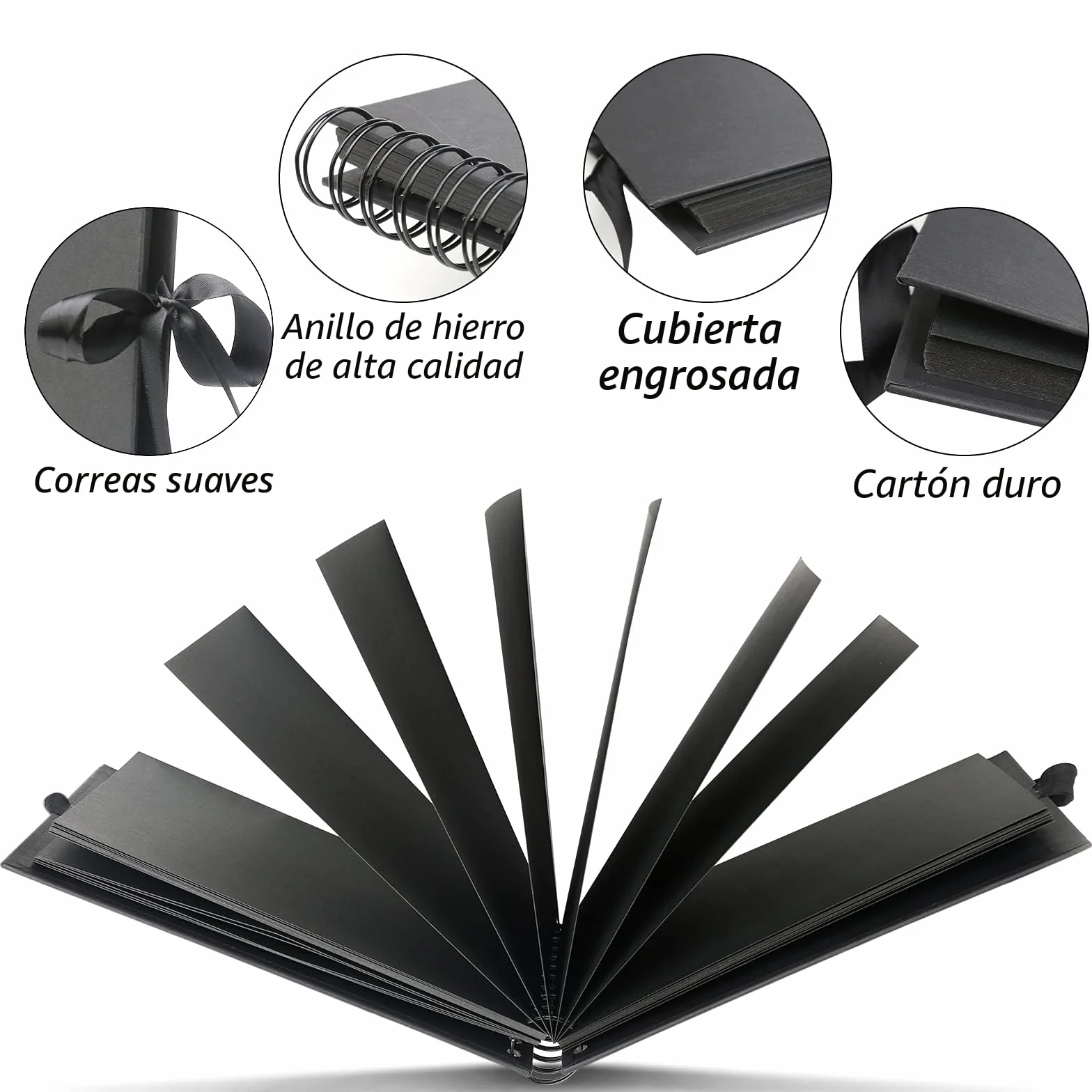 HC Álbum de Fotos Scrapbook A5 Para Pegar Y Escribir, De 30 Páginas Negras Albumes De Recortes, de Bricolaje con Bolígrafo Brillante y Pegatinas, Regalo Para Bebés, Parejas, Amigos (AK-FO)