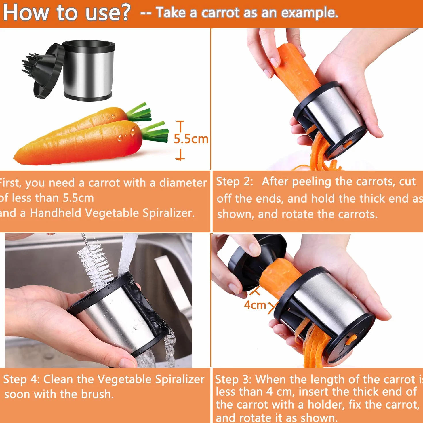 XREXS - Espiralizador de verduras - Espaguetis de verduras Spiralizer Cortador de verduras para tus frutas y verduras - Espirales, Julianas, Espaguetis, Fideos, Cintas o Fideos