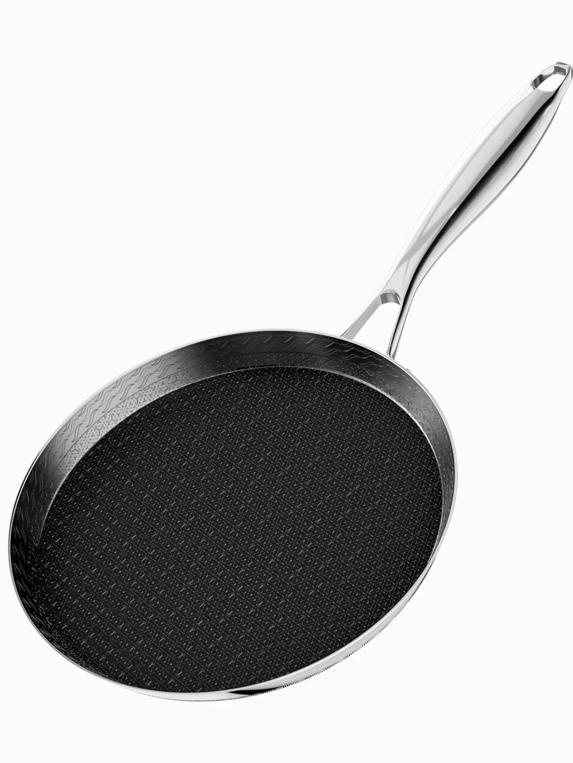 Innerwell Sartén para Crepes de 26 cm de Acero Inoxidable, Antiadherente | Mango de Acero Inoxidable, Apta para Todo Tipo de Cocinas, Incluida la Inducción, Apta para Lavavajillas y Horno, sin PFOA