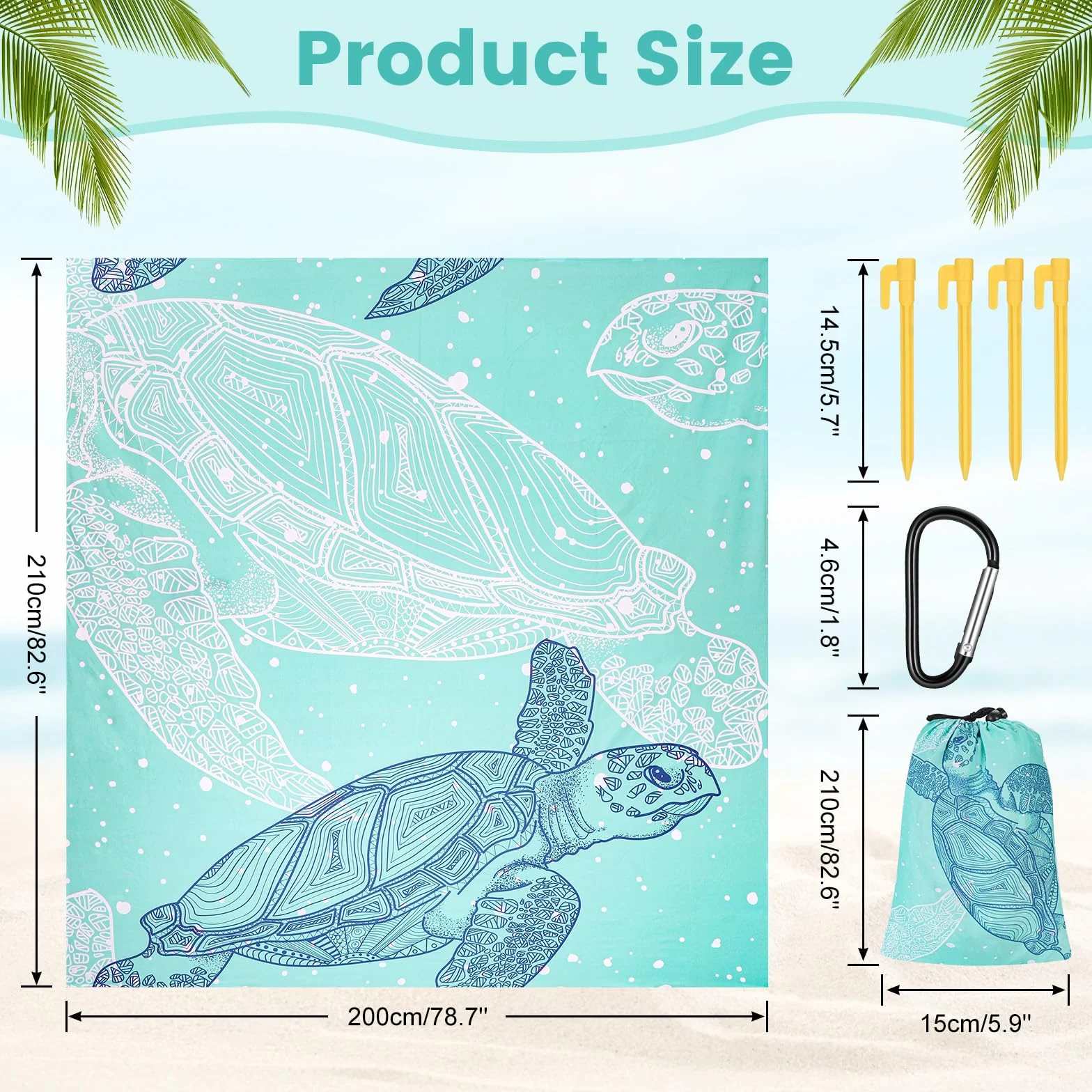 Zocipro Manta de Picnic Impermeable 210 x 200 cm Plegable Resistente a Arena y Agua con 4 Clavijas y Bolsa