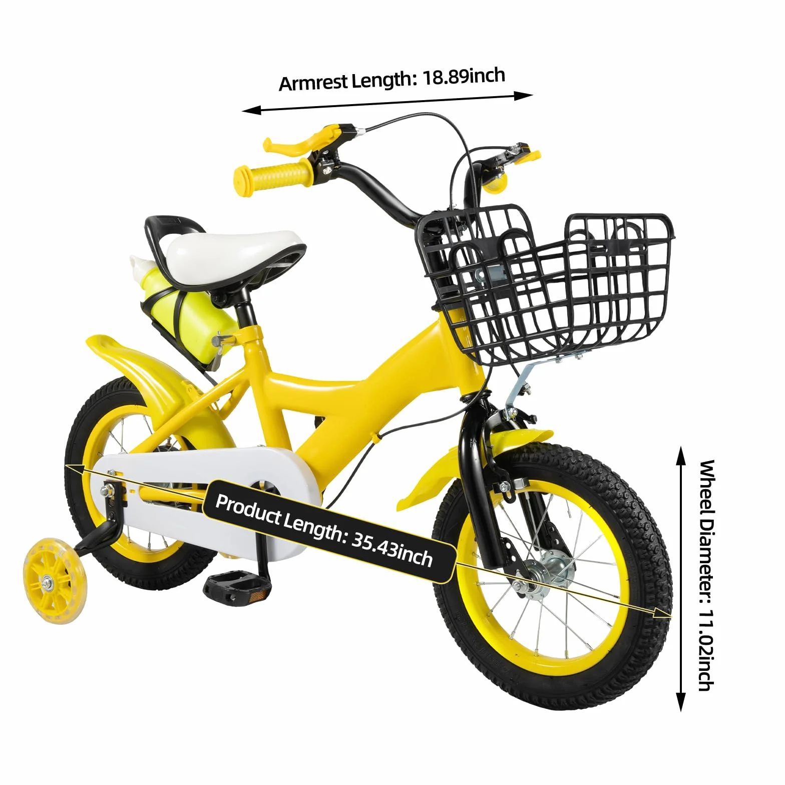 Bicicleta infantil 12 pulgadas altura ajustable ruedas estabilizadoras marco acero al carbono