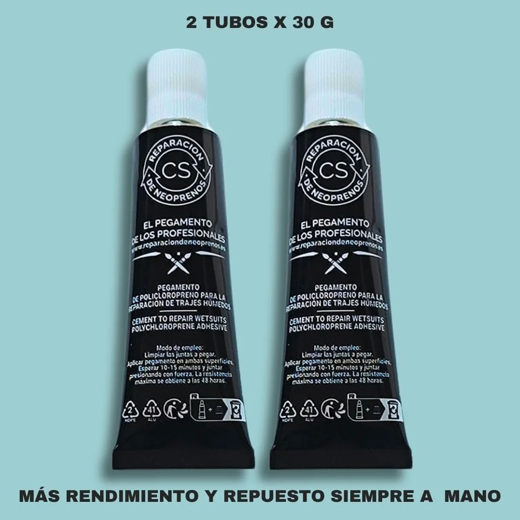 Pegamento neopreno profesional 2×30 g adhesivo impermeable reparación trajes surf buceo triatlón rápida duradera flexible