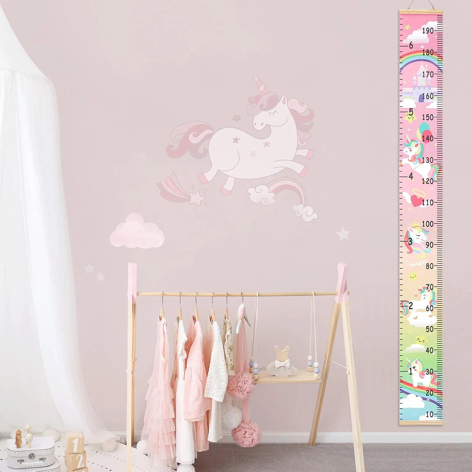 Hifot Niños Unicornio Gráfico de Crecimiento de Altura Medición Pared Colgante 74.8 x 7.87 Pulgadas Decoración Habitación