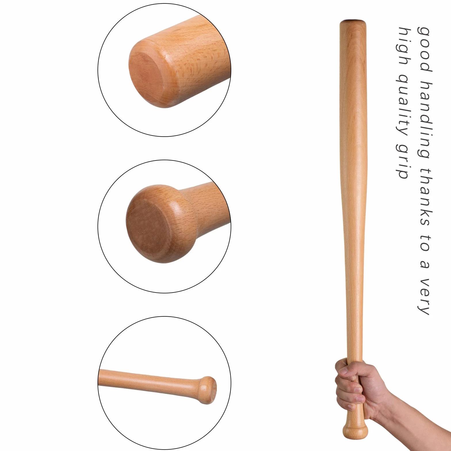 Bate de Béisbol de Madera 71-86 CM - Barra Maciza, Agarre Antideslizante para Entrenamiento y Juego al Aire Libre