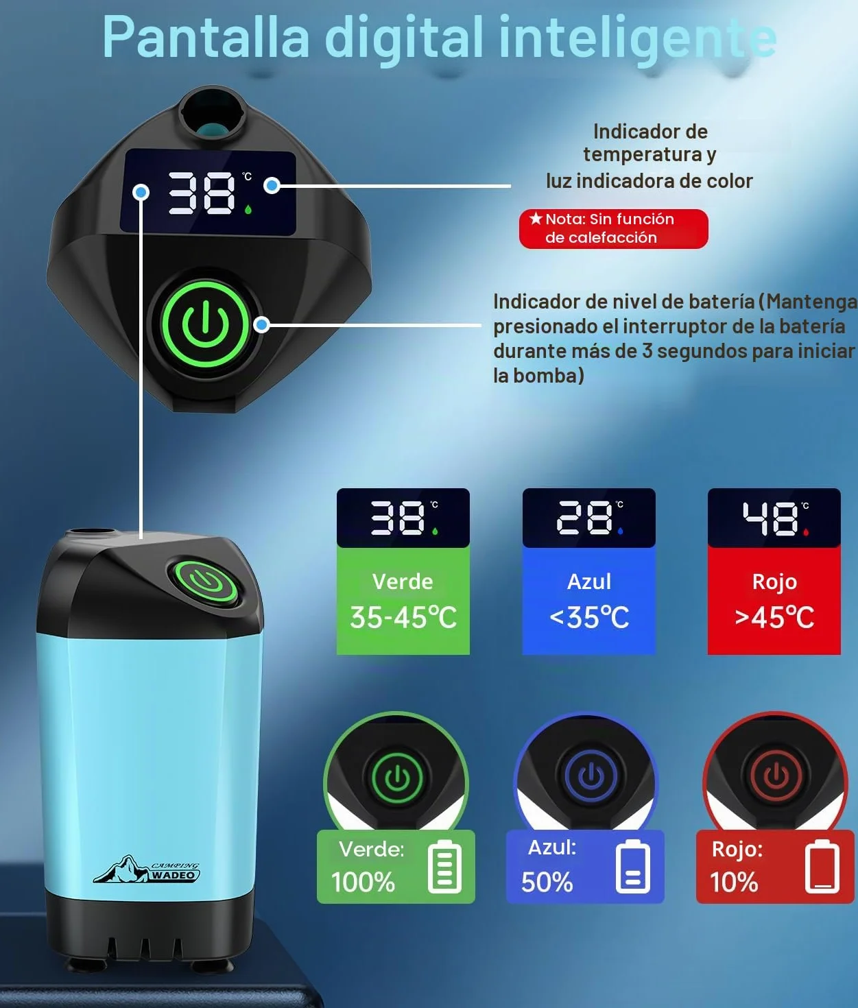 WADEO Ducha Portátil Camping 6000 mAh Bomba Agua 20L Kit Exterior