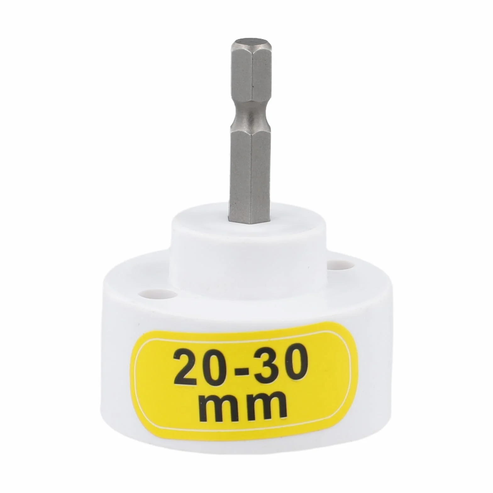 Cabezal taponador eléctrico blanco para sellado de botellas, adaptador de broca hexagonal de 1/4 pulgadas, herramienta de plástico ajustable de 10-50 mm, para operaciones de embalaje eficientes (20-30