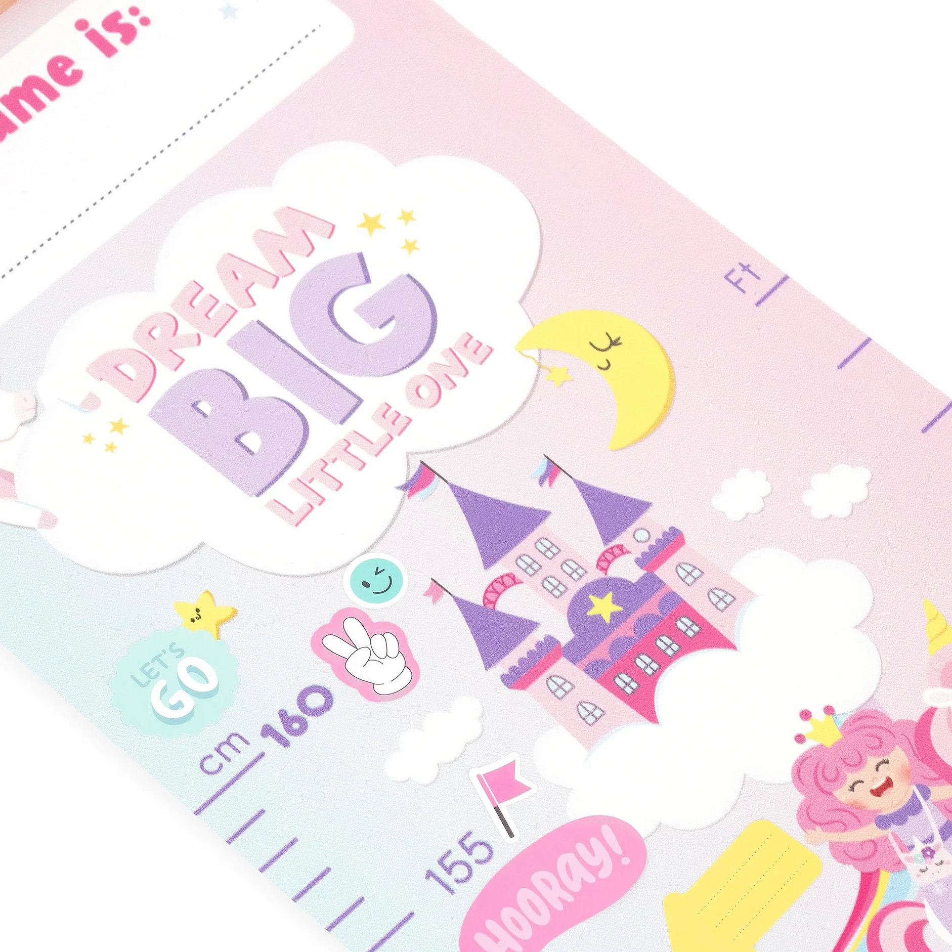Legami Metro de Pared Dream Big Little One para Medir Altura Niños 160 cm 41 Pegatinas Listones Madera Unicorn