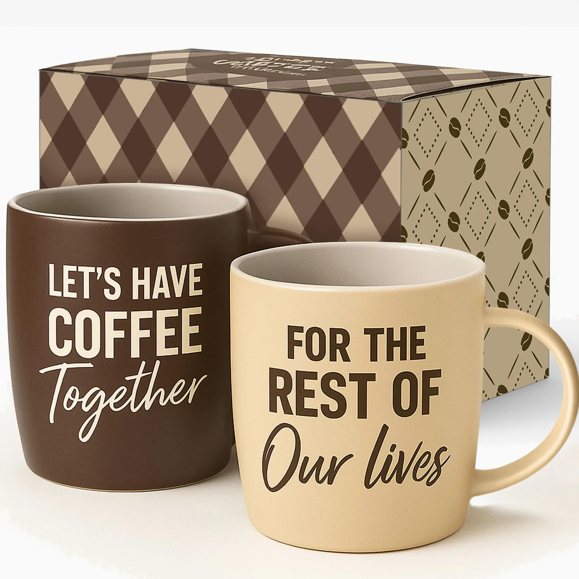 Triple Gifffted Taza de cerámica Let's Have Coffee Together para parejas, 380 ml | Taza de compromiso de boda para parejas, novios, recién casados, él y ella, Mr & Mrs, aniversario, Navidad, San Valentín