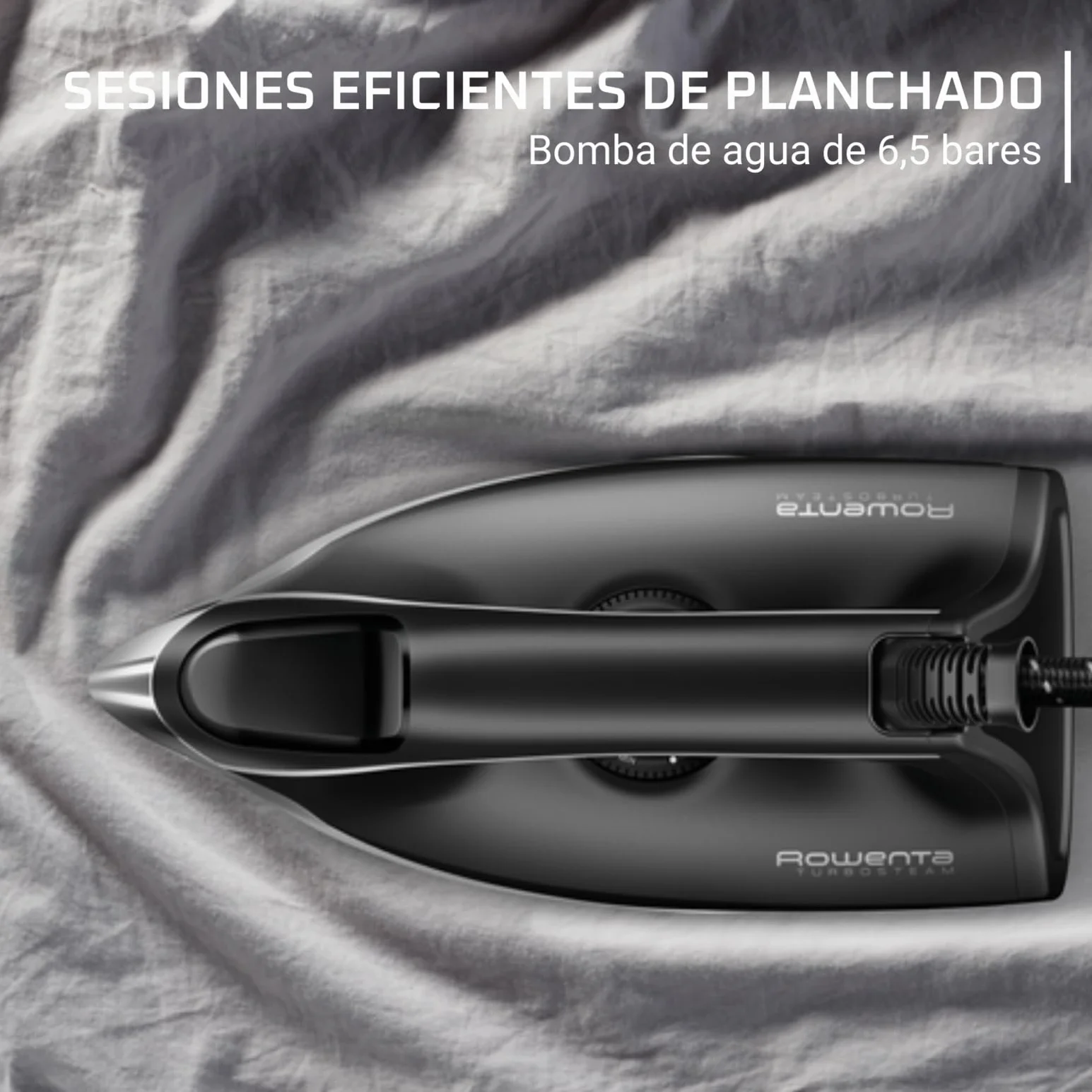 Rowenta Turbosteam VR8322 Centro de planchado 6.5bares, golpe vapor 370g/m, suela MiscroSteam 400, bloqueo para transportar con una mano, sistema antical, modo Eco, depósito agua 1.7L,Negro