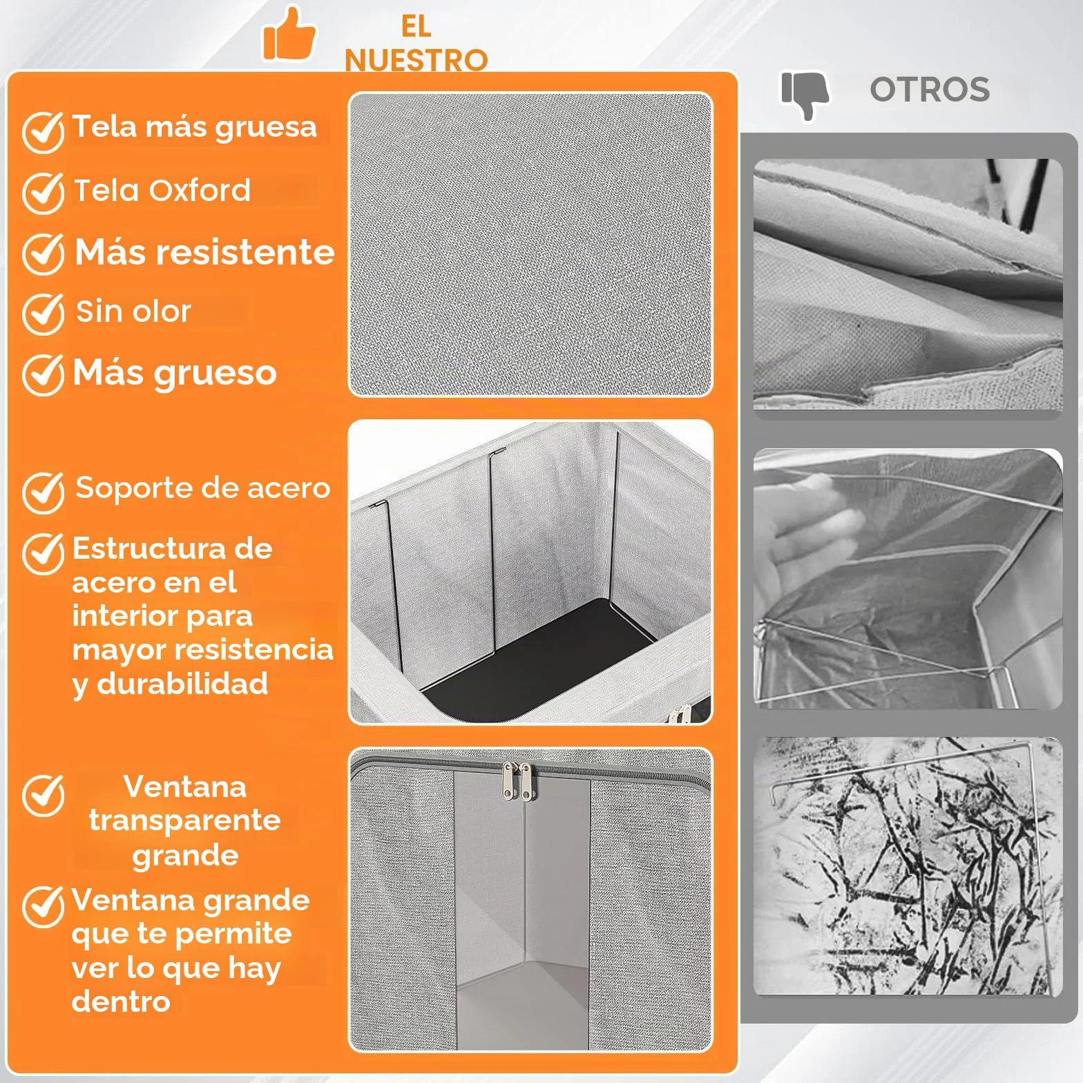 3 Piezas 24L Cajas Almacenaje Ropa Con Marco De Metal, Organizador Armario Apilable, Cajas De Almacenaje De Ropa Bolsa Para Guardar Ropa Plegable Para Ropa De Temporada Y Ropa De Cama Gris