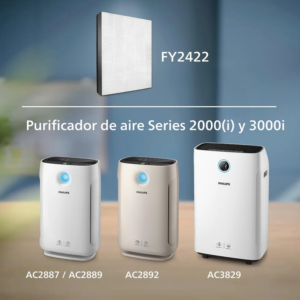 Philips Filtro de Repuesto Original para Purificador de Aire Series 2000i y 3000i AC2887/AC2889, AC2892, AC3829, HEPA NanoProtect, 24 Meses de Vida Útil, Negro/Blanco (FY2422/30)