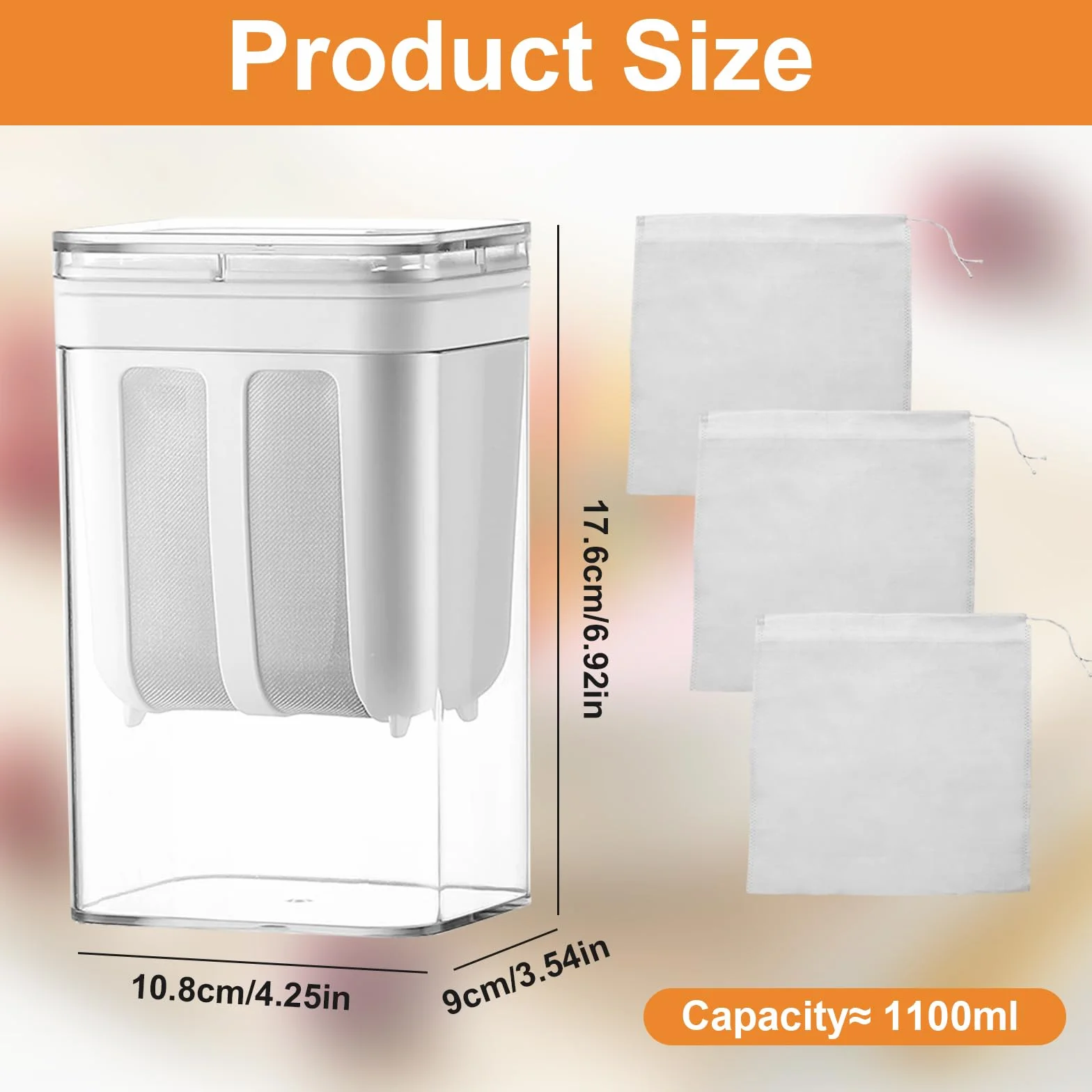 Colador para Yogur Griego 1100 ml con Tapa, Separador de Suero Reutilizable en Acero Inoxidable con Malla Extra Fina para Hacer Yogur Griego, Leche de Soja y Leche de Frutos Secos