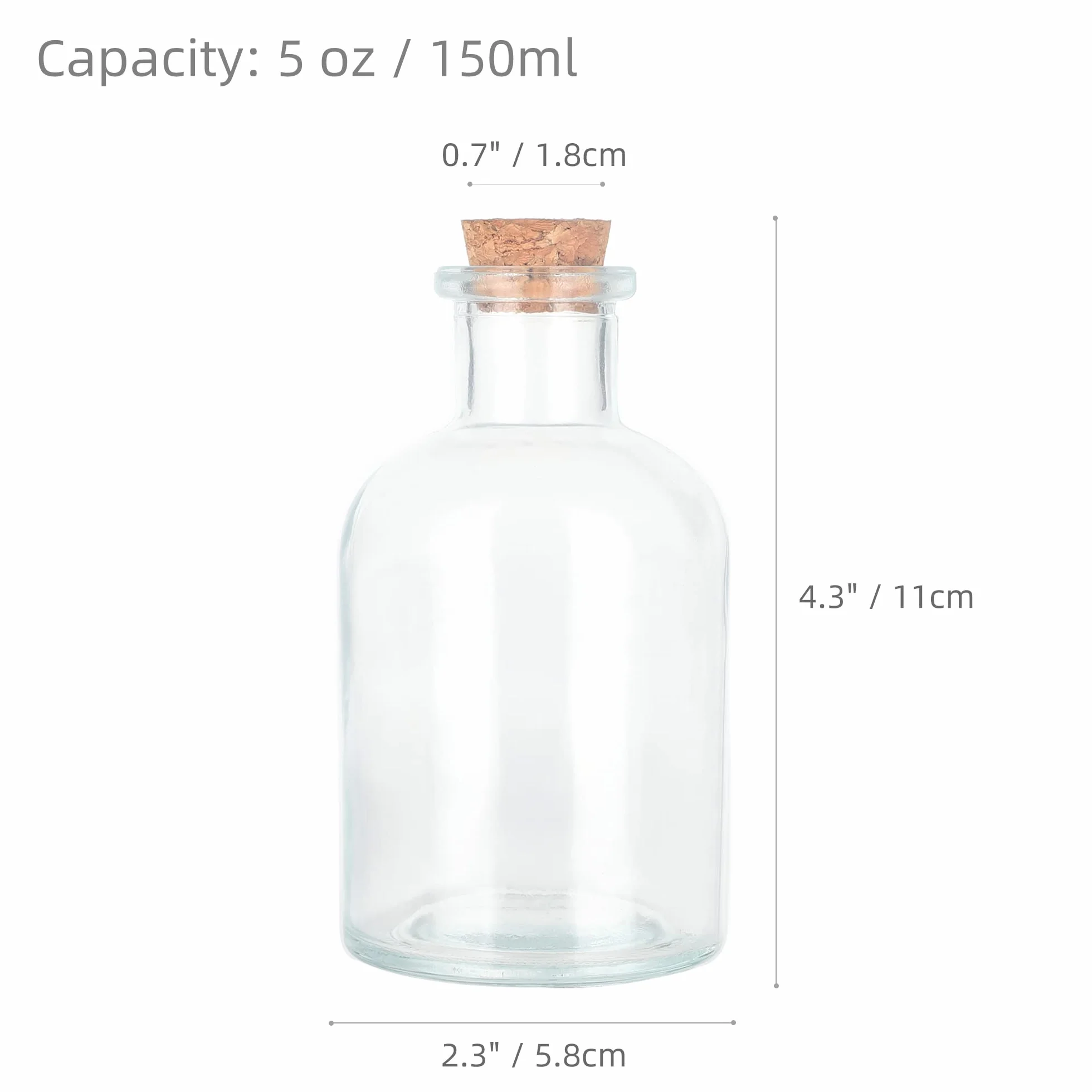 Magic Season Botellas Decorativas de Vidrio - Botellas Redondas de 150 ml (2 Unidades)