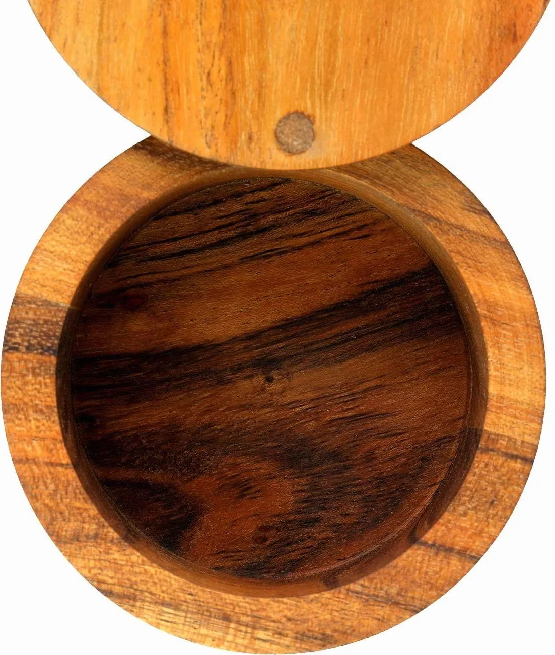 Kaizen Casa cajas de sal de madera para cocina o comedor con compartimento único para sal, especias, hierbas, condimento y madera de acacia hecha a mano.