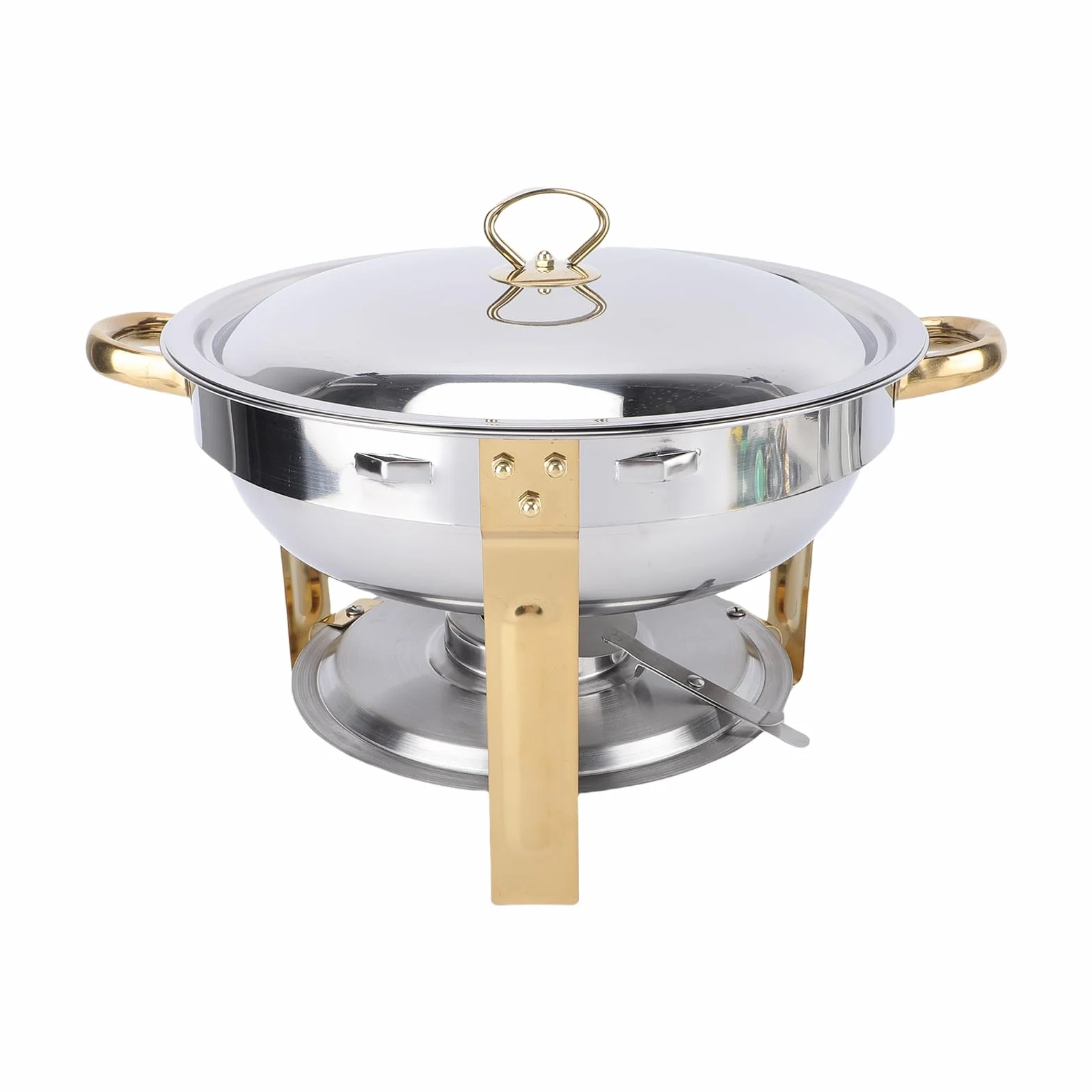 Haofy Juego de Buffet de Chafing Dish de Acero Inoxidable, Calentador de Alimentos de 4,5 L con Soporte, Bandeja de Agua y Bandeja de Comida, Diseño Redondo para Fiestas, Catering, Hoteles, Bodas