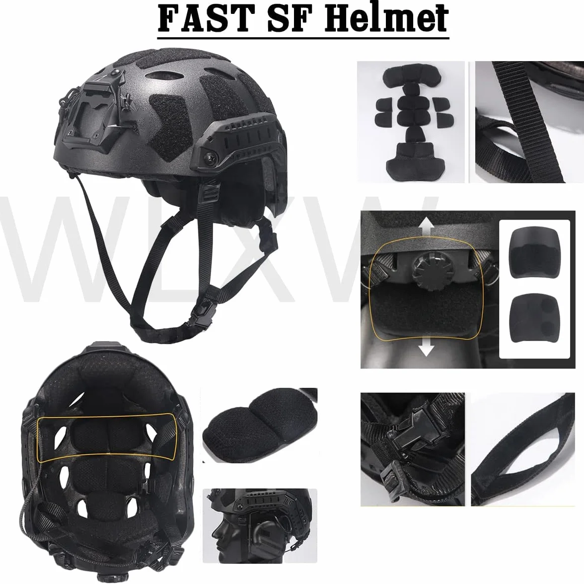 WLXW Casco Táctico y Auricular Táctico, con PVS-14 Gafas de Visión Nocturna NVG Mount, Modelo Telescopio, Auricular Táctico, Gafas, Linterna, para Paintball Gear,Tan5