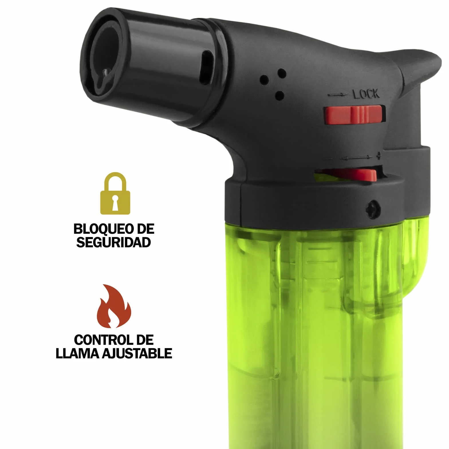 HIBRON Soplete De Cocina, Profesional Antorcha Butano Encendedor Mechero, Recargable Mini Culinario, con Bloqueo de Seguridad & Llama Ajustable para barbacóa Crema Cámping (Gas precargado), Pack x2