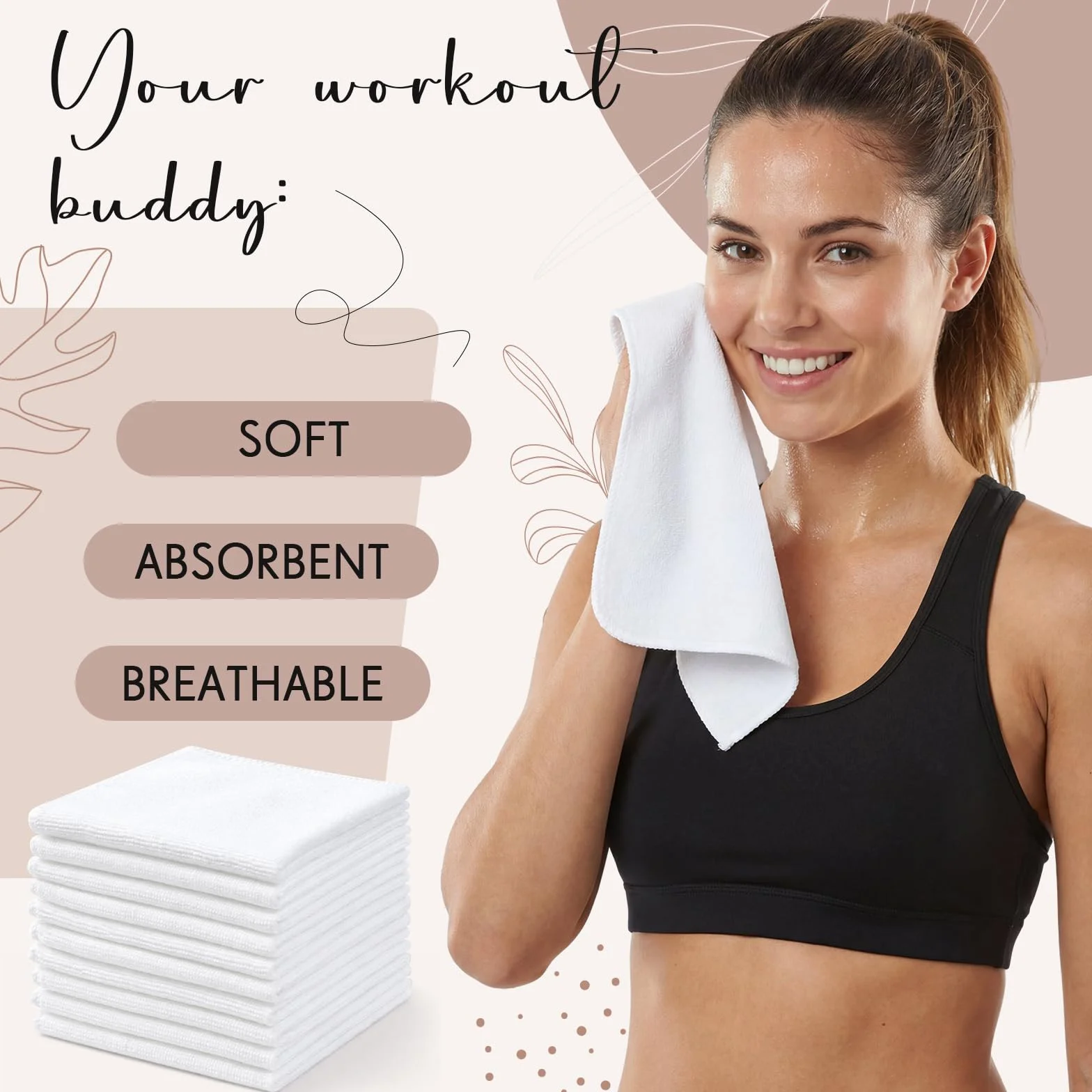 Hestya 30 Toallas de Microfibra de Secado Rápido Paños de Cara Absorbentes Suaves Pañuelos Faciales de Limpieza Reutilizables para Adultos SPA Deporte Belleza(Blanco,25 x 25 cm)