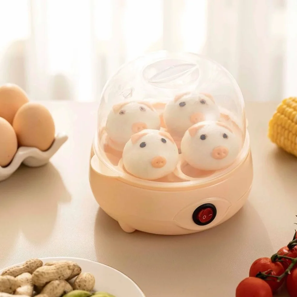 Caldera eléctrica compacta y vaporera de huevos con apagado automático y seguridad antiebullición, escalfador de huevos multicapa para desayuno rápido, 3 capas (verde-2)