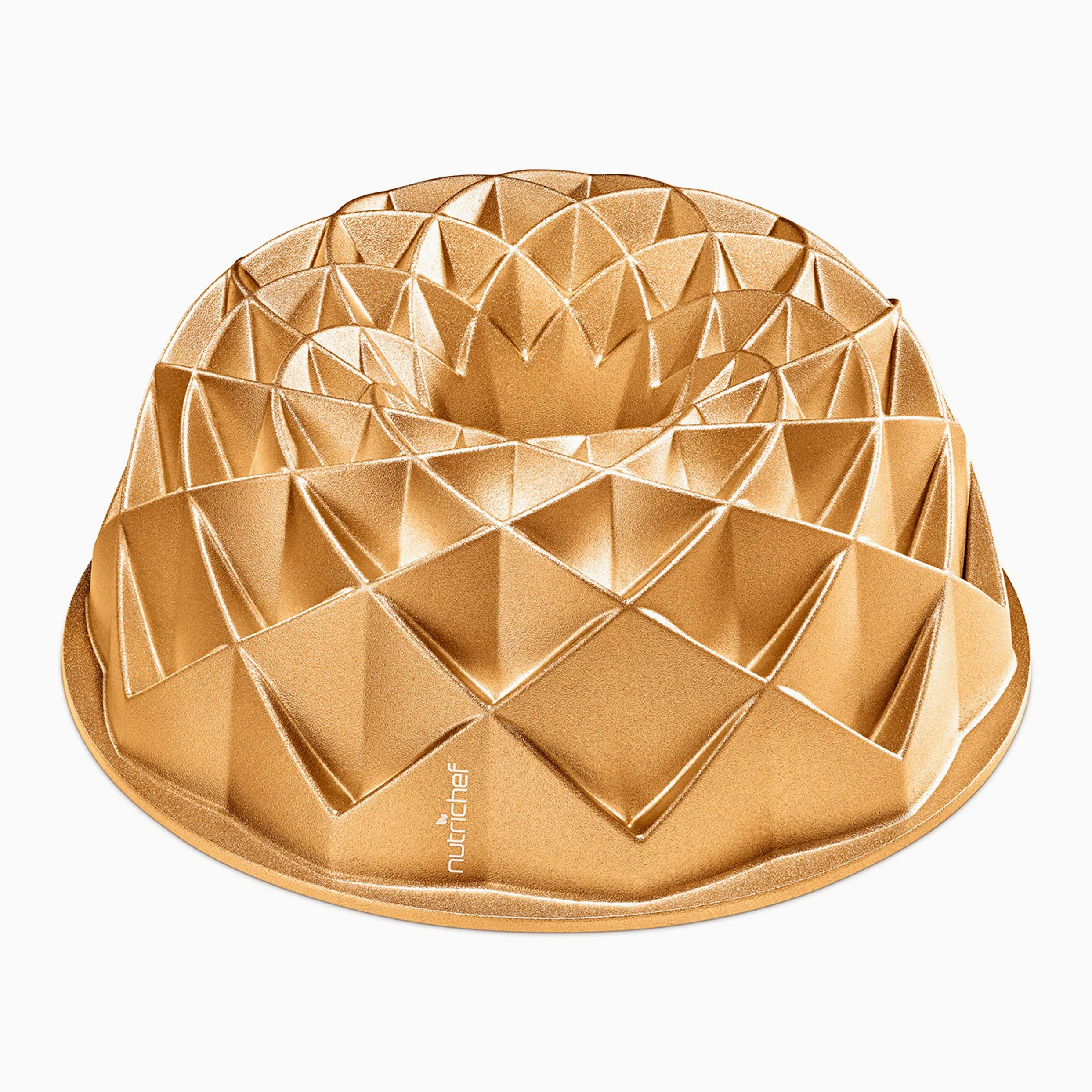 NutriChef molde bundt redondo antiadherente, Aluminio fundido, 23 cms, Diseño aro francés, Bandeja para horno, Bizcochos y tartas, Repostería casera, Cocción uniforme, Fácil de limpiar