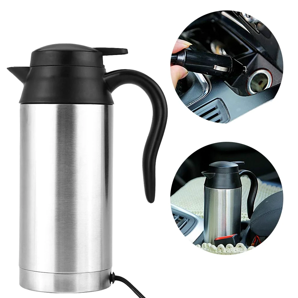 Encendedor eléctrico de coche de 25 oz de acero inoxidable portátil de calefacción taza de café calentador de té taza termo alimentado por 12 V encendedor de cigarrillos, 750 ml