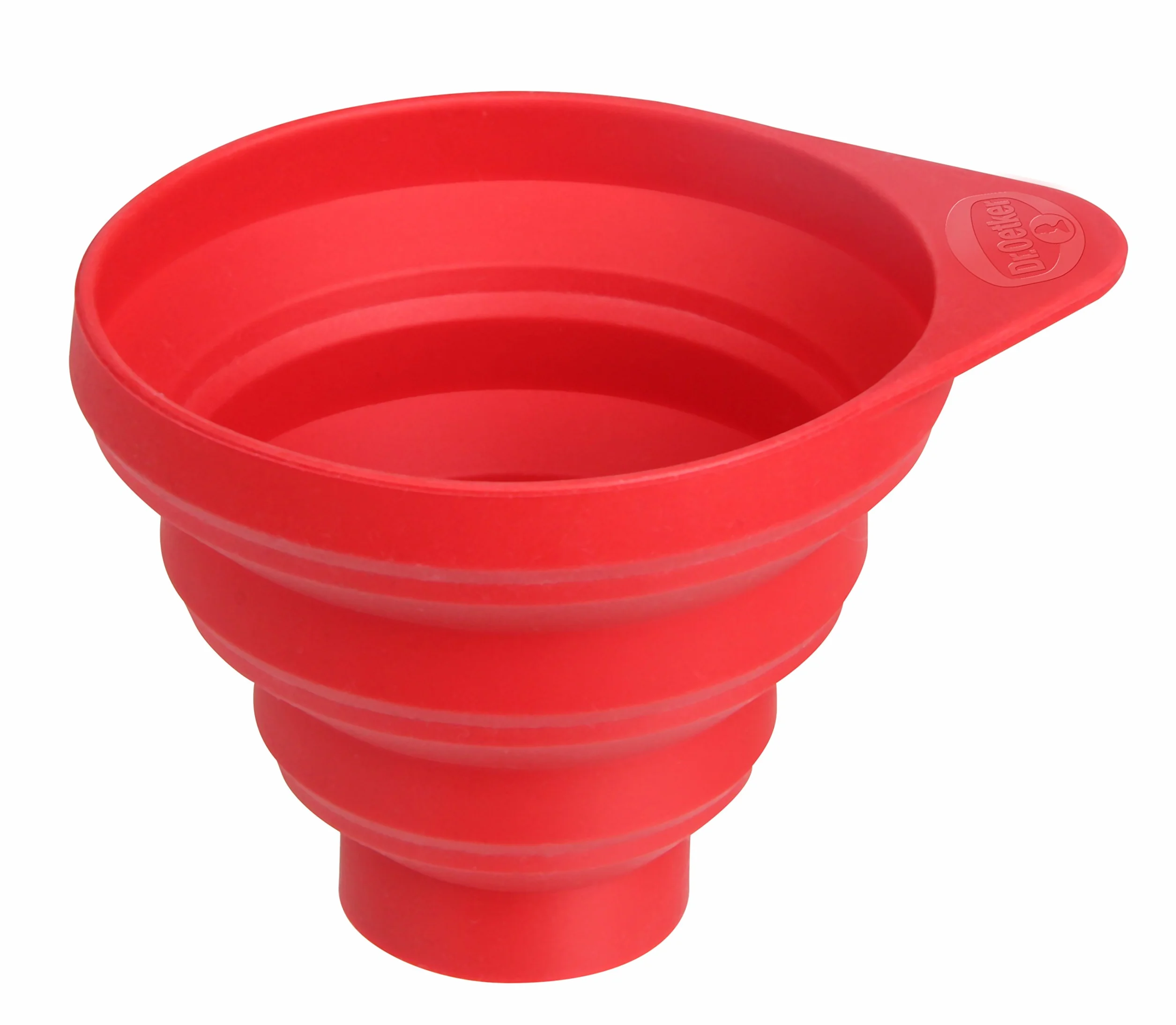 Dr. Oetker, Embudo Plegable Silicona Platinum, Color Rojo, Apto para todo tipo de recipientes, Apto para Lavavajillas, Resistente al Calor y al Frío, 1 Unidad