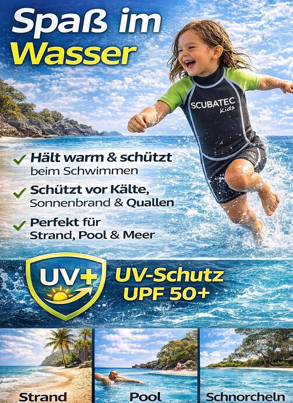 Scubatec Kids Wave Short de Neopreno para niños 3 mm
