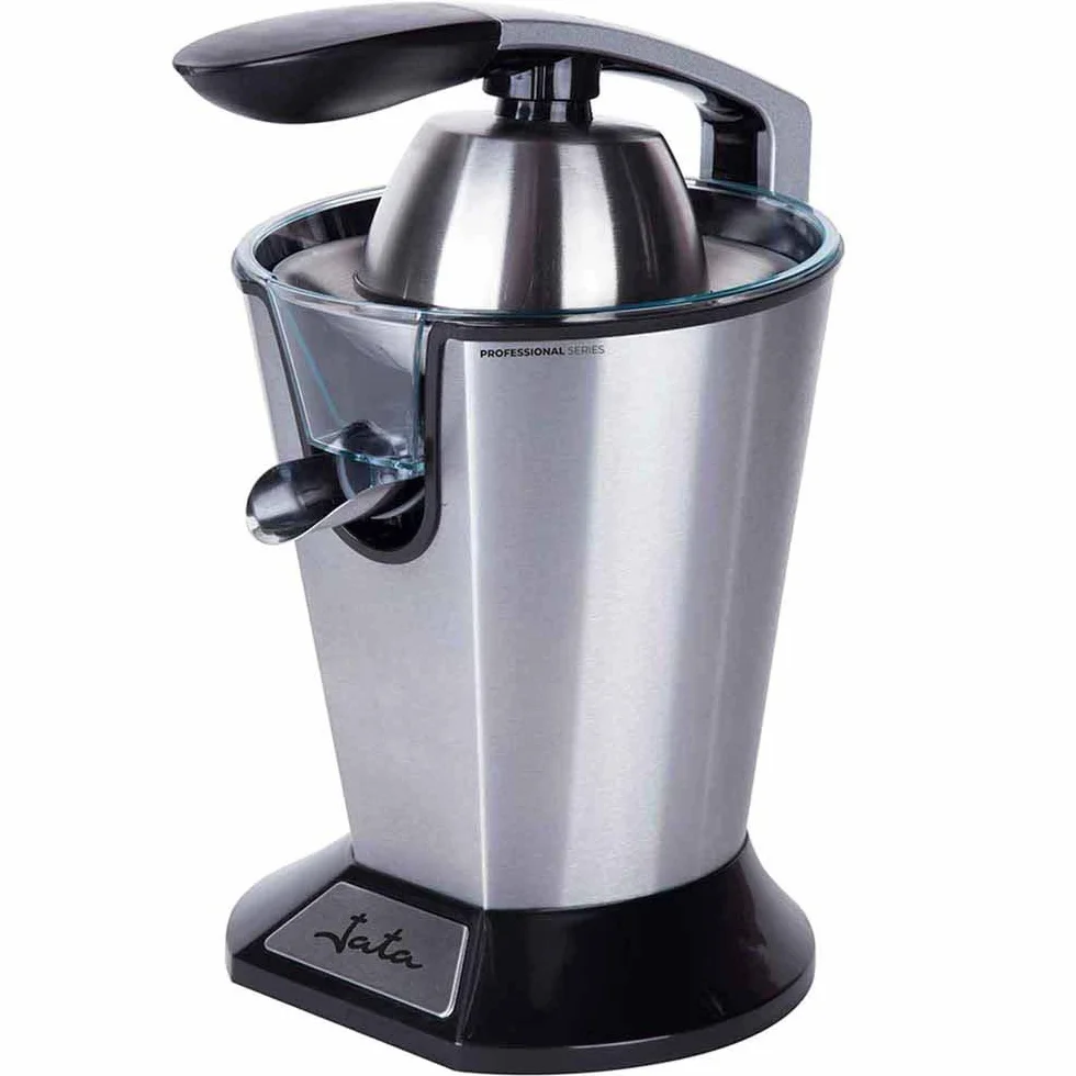 Jata JEEX1045 Exprimidor de Naranjas Eléctrico de Brazo, 600 W, Cuerpo Acero Inox, Desmontable, Tapa cierre antigoteo, Base antideslizante, Extracción continua, Silencioso