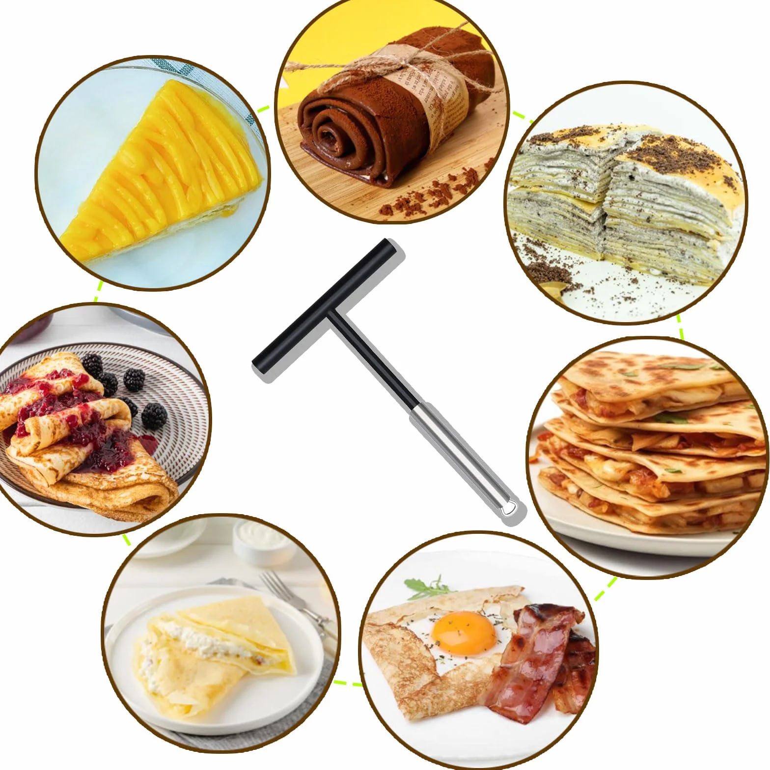 1 Pieza Esparcidor de Crepe Inoxidable de 19.5 cm Largo,Durable y Resistente a Altas Temperaturas T Herramienta de Panqueques para Hacer Crepes Pancakes Hornear Cocinar Utensilios de Cocina