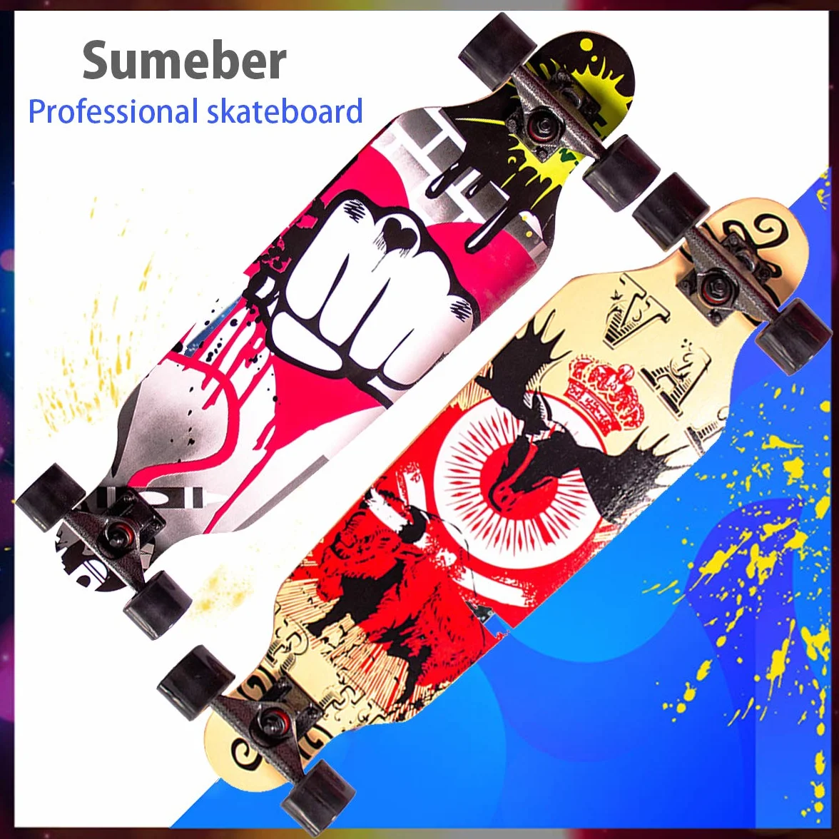 Skateboard Longboard Completo con Ruedas Luminosas para Adultos Niños Teens (Totem)