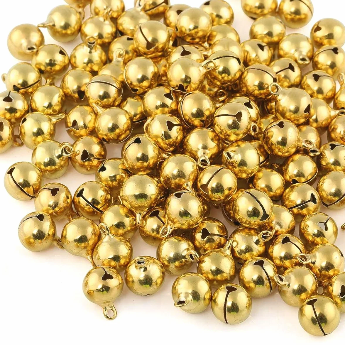 120PCS Mini Cascabeles Dorados Campanas de Cobre para Manualidades Joyería Decoración Navidad Regalos – 12mm