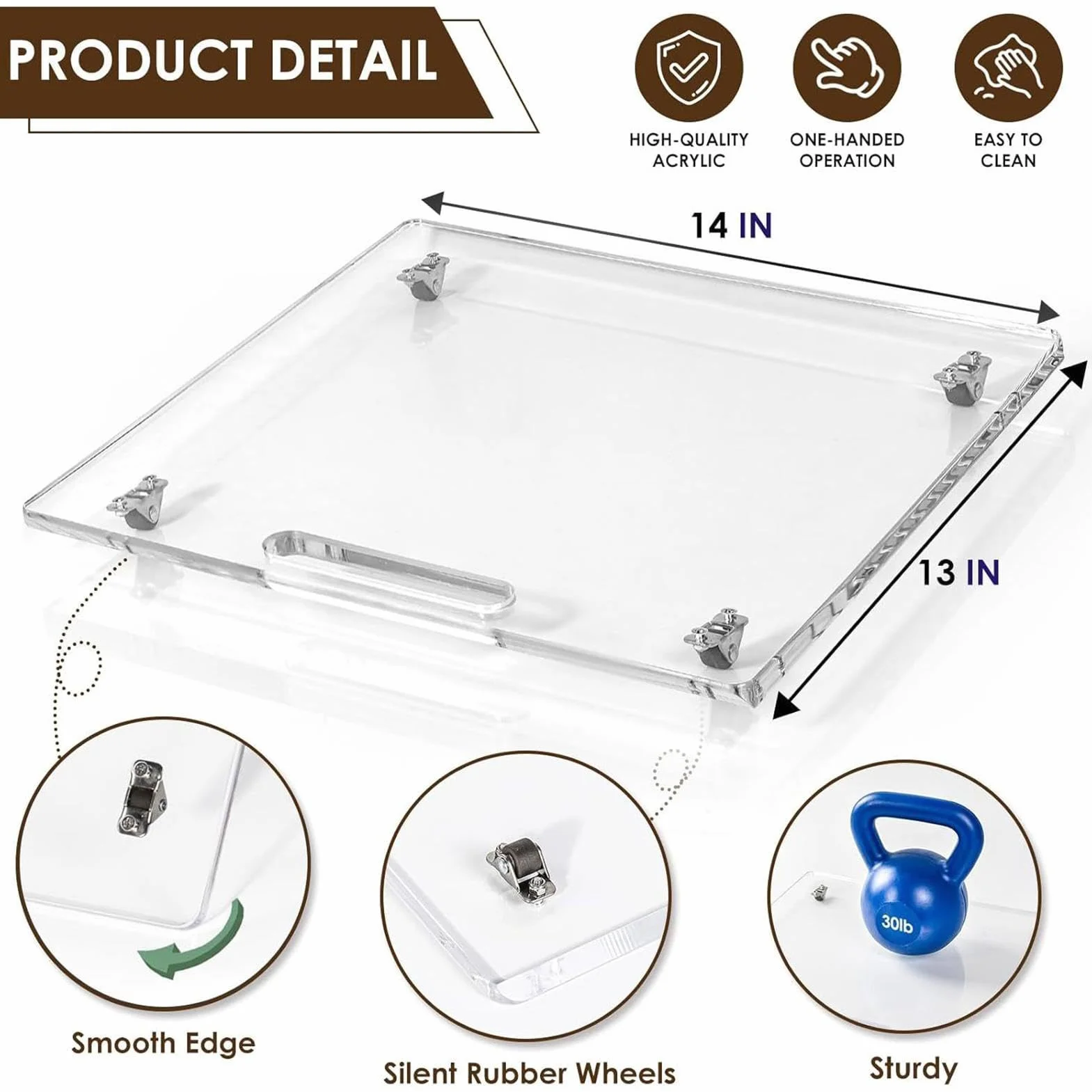 Deslizador para electrodomésticos de cocina para , encimera, bandeja deslizante para con ruedas de goma, bandeja rodante para cafeteras y tostadoras, 14 x 13 pulgadas