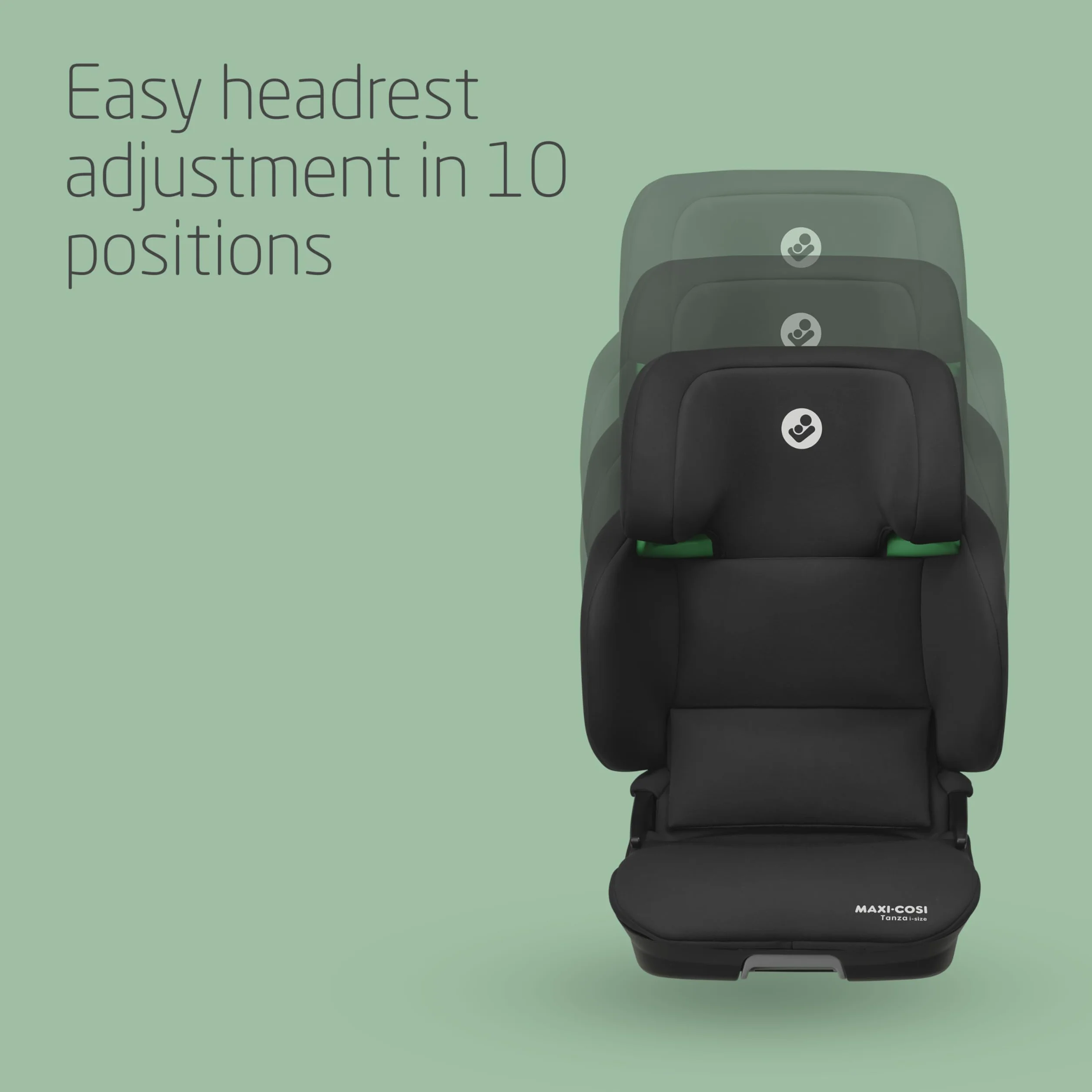 Maxi-Cosi Tanza i-Size, Silla Coche Plegable, Silla de Coche ISOFIX, 3,5-12 a, 100-150cm, Portátil, 10 Posiciones Reposacabezas, Protección Impactos Laterales G-CELL, Asiento Acolchado, Full Black