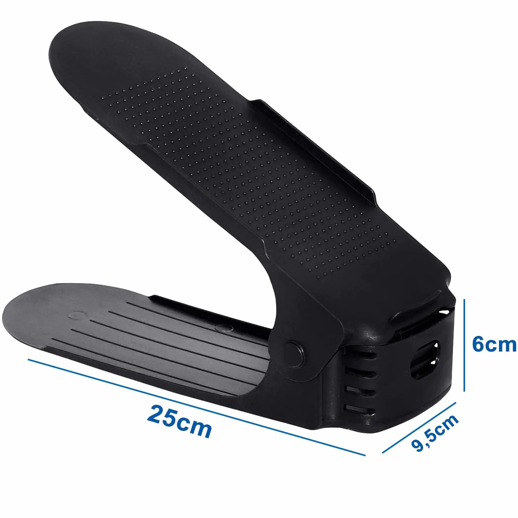 Froadp 60 organizadores de zapatos ajustables de material PP, antideslizantes, con 3 alturas ajustables, organizador de zapatos de doble capa, ahorro de espacio, almacenamiento de zapatos (negro)